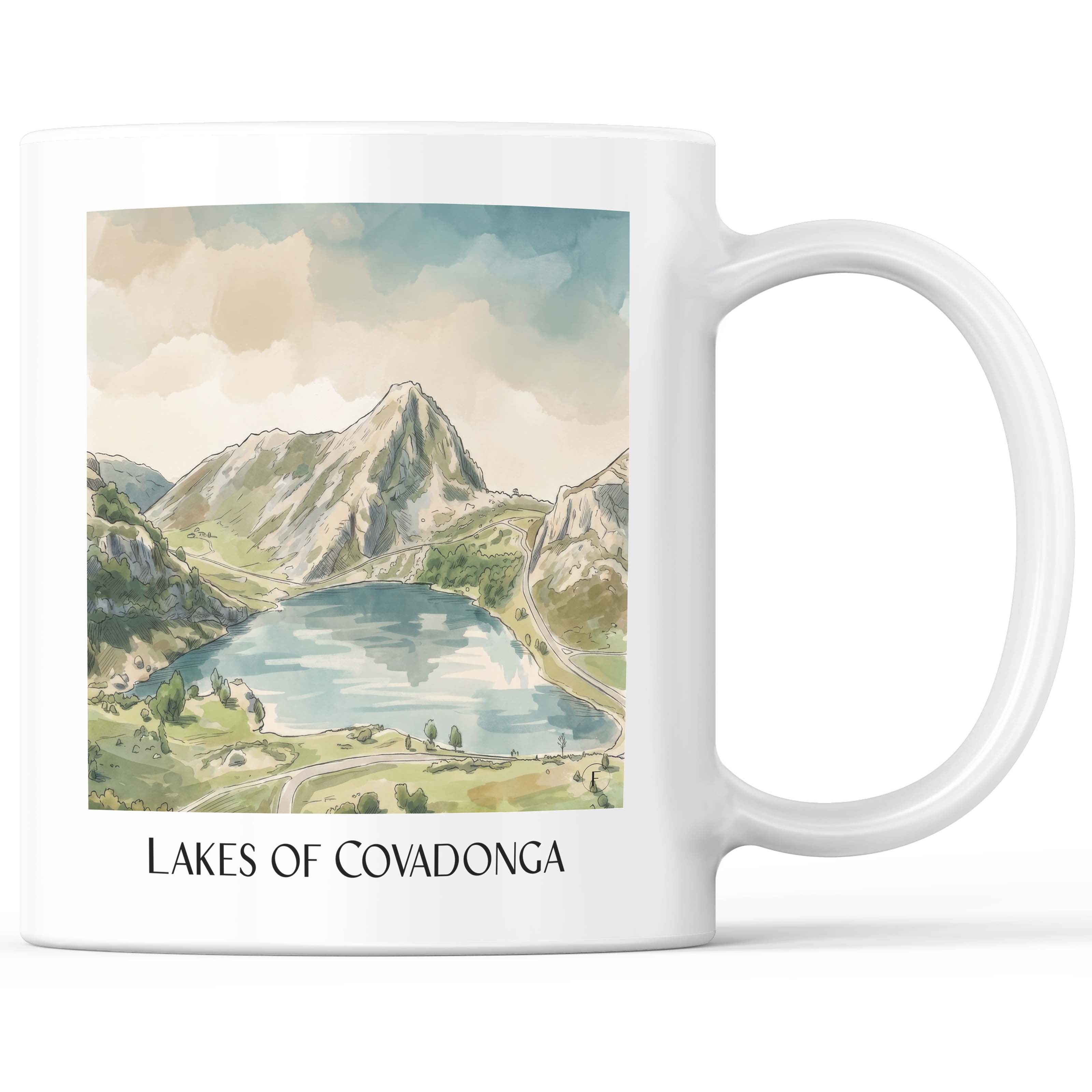Lagos de Covadonga Kaffeebecher - Asturien - Spanien Becher - Kaffeetasse im Aquarell Stil - favplace