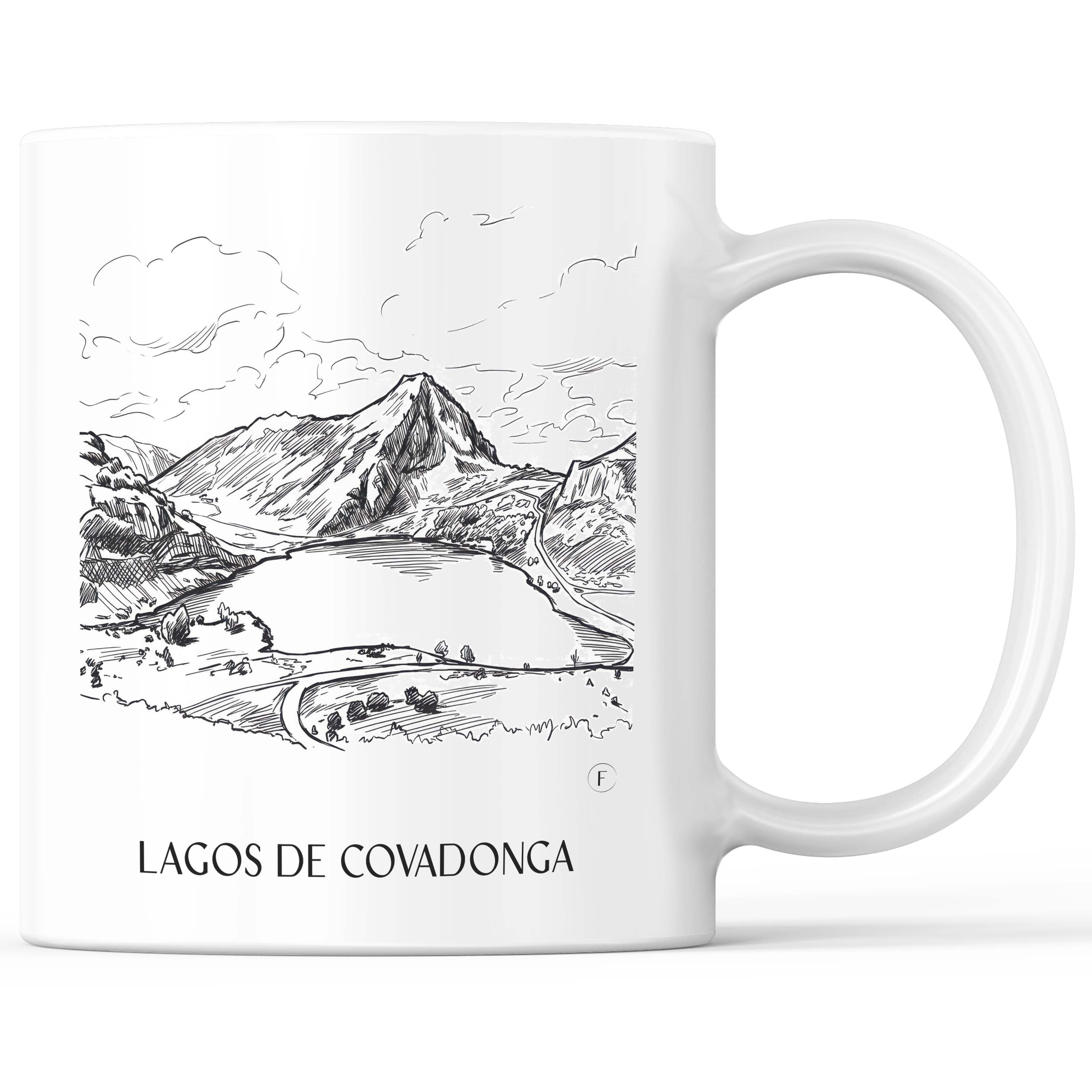 Lagos de Covadonga Kaffeebecher - Asturien - Spanien Becher - Kaffeetasse im Skizze Stil - favplace