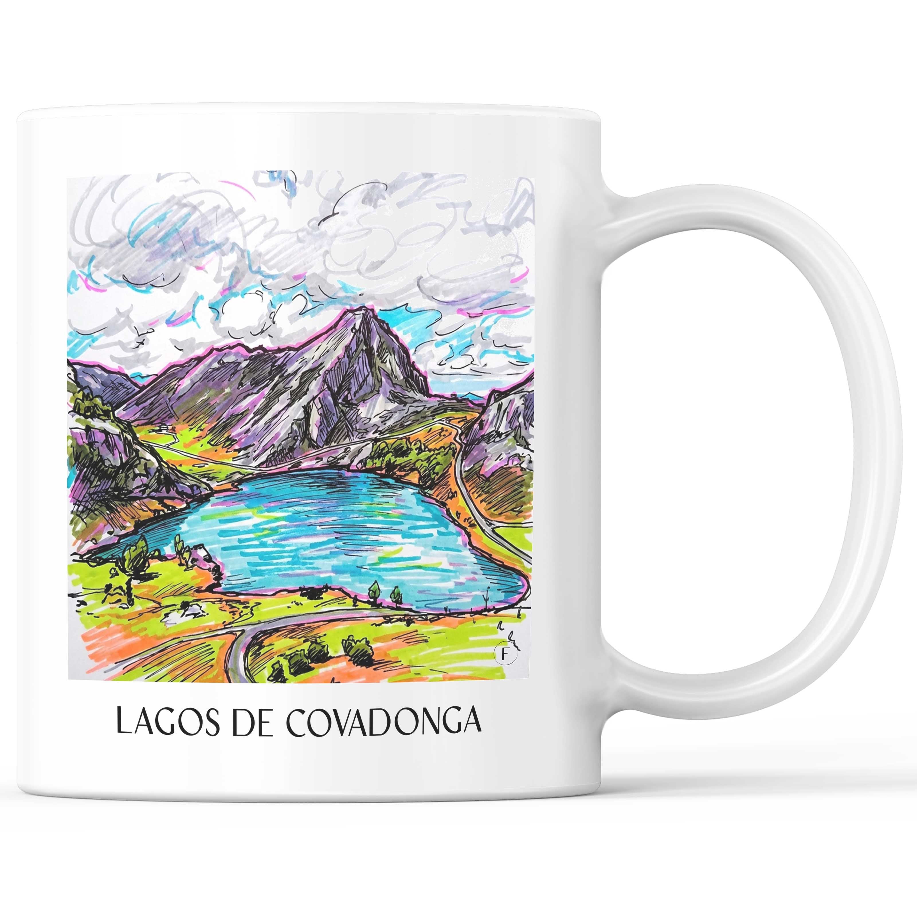 Lagos de Covadonga Kaffeebecher - Asturien - Spanien Becher - Kaffeetasse im Tag Graffiti Stil - favplace