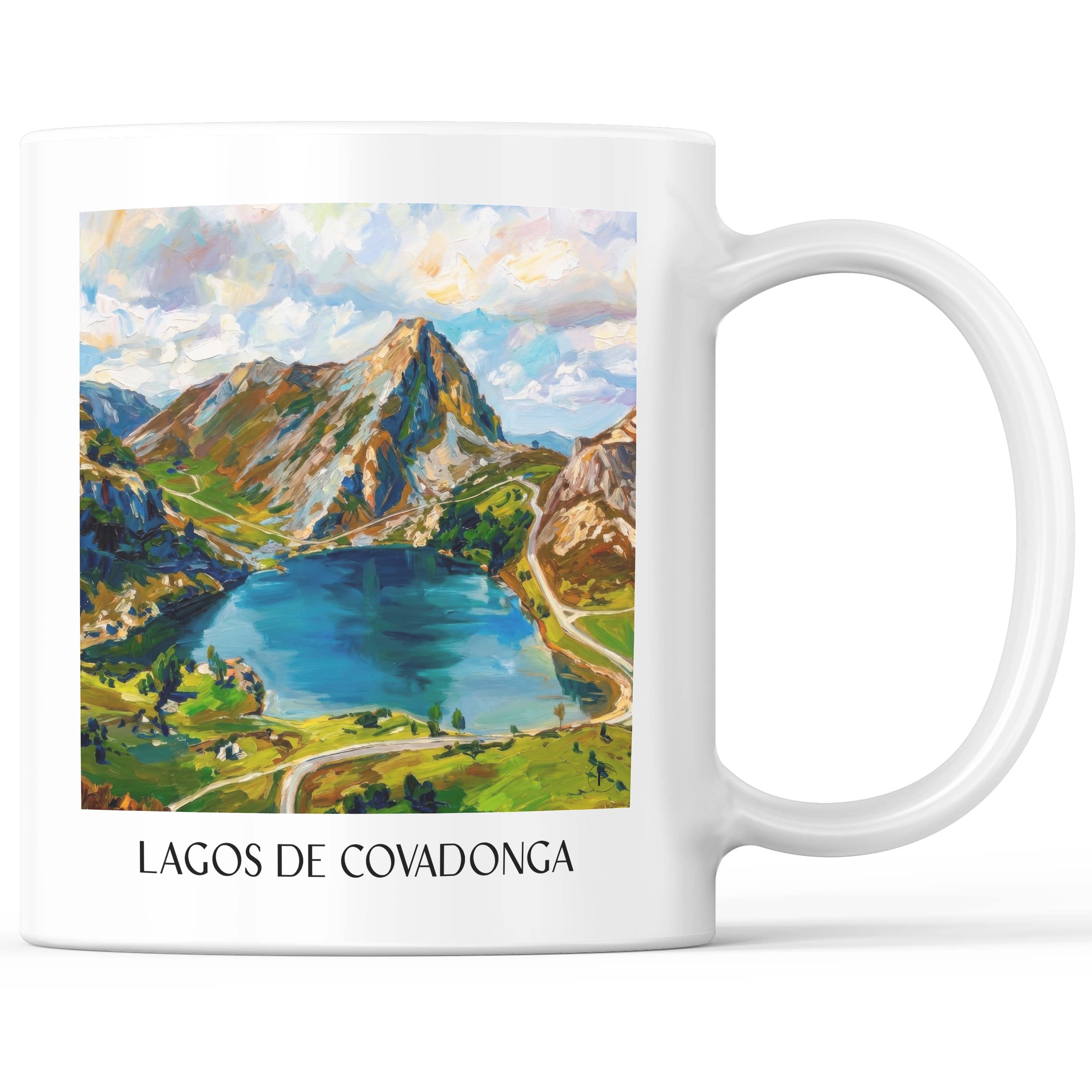 Lagos de Covadonga Kaffeebecher - Asturien - Spanien Becher - Kaffeetasse im Ölgemälde Stil - favplace