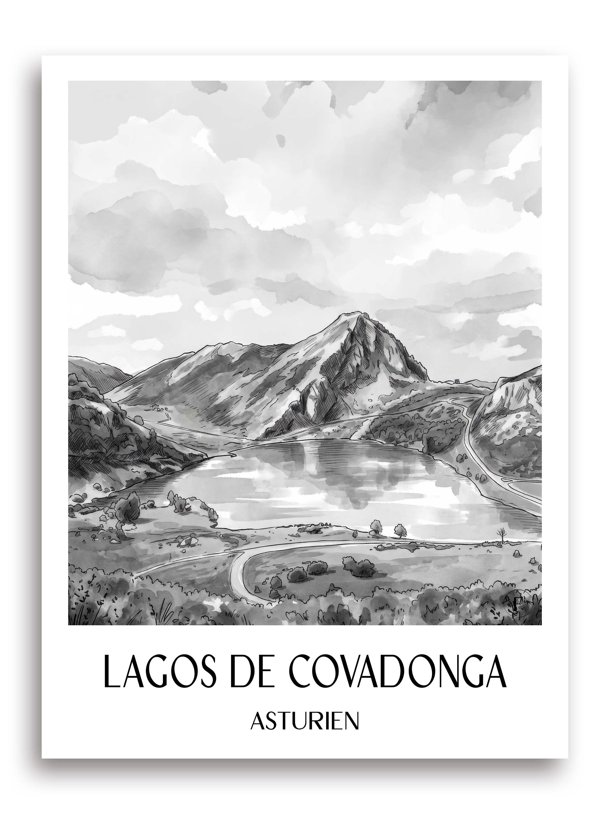lagos-de-covadonga-asturien-spanien-poster-aquarell-schwarz-weiss