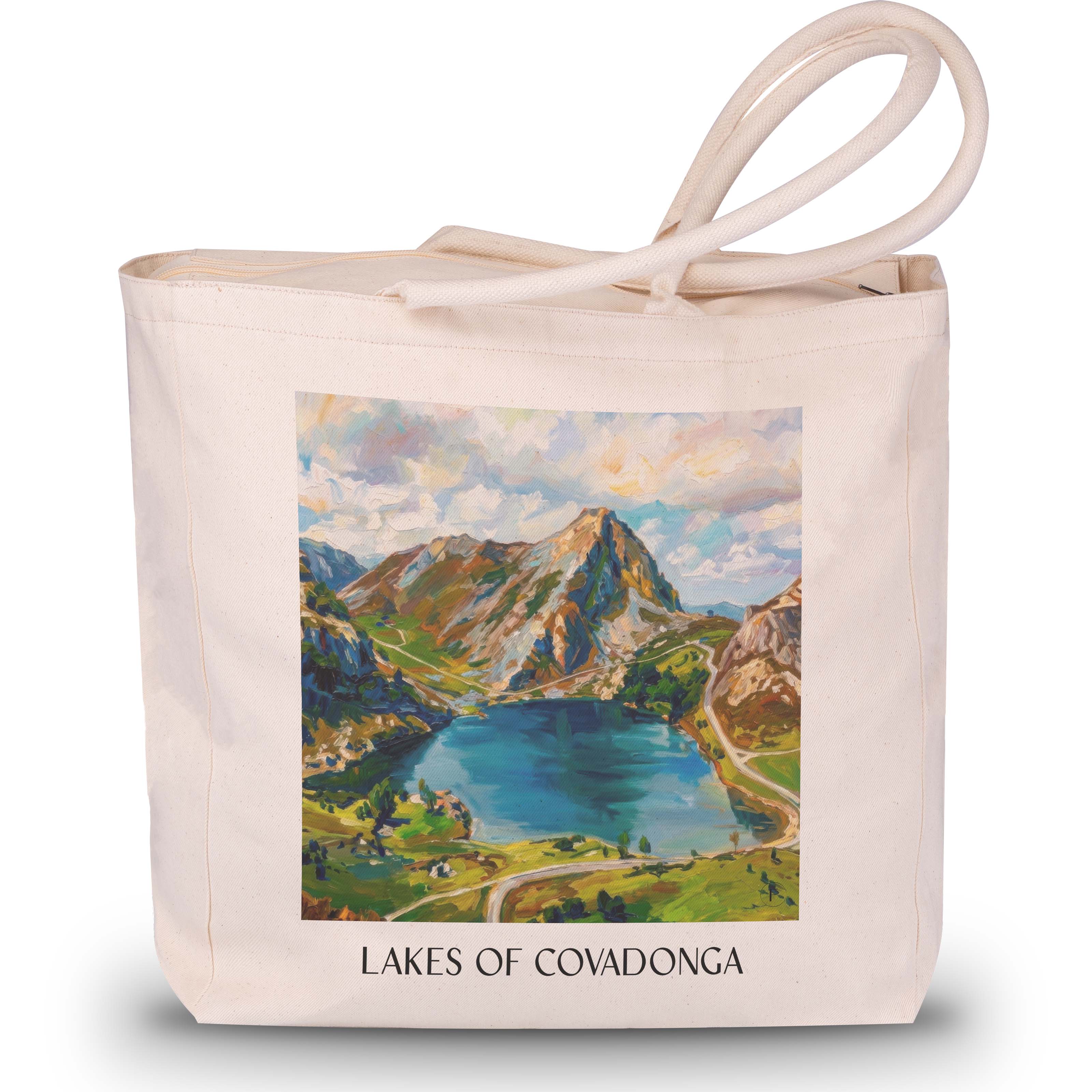 Lagos de Covadonga Shopping Tasche - Asturien - Spanien Tote Bag - Einkaufstasche im Ölgemälde Stil - favplace