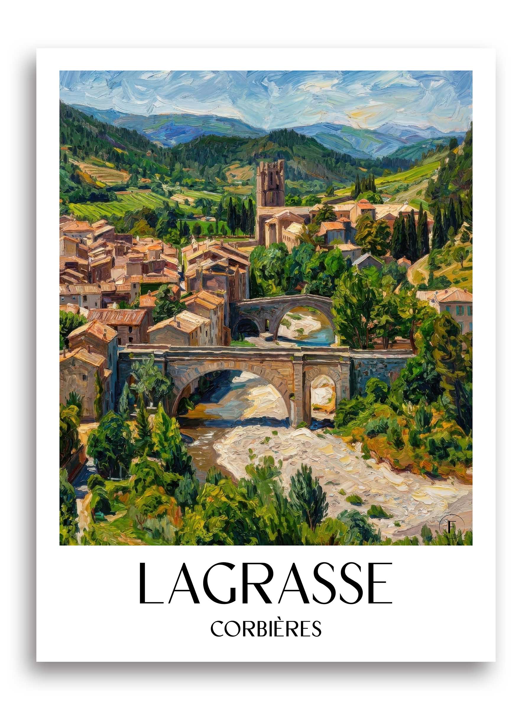 Lagrasse Poster - Corbières - Frankreich Kunstdruck - Ölgemälde von A4 bis A1 - favplace