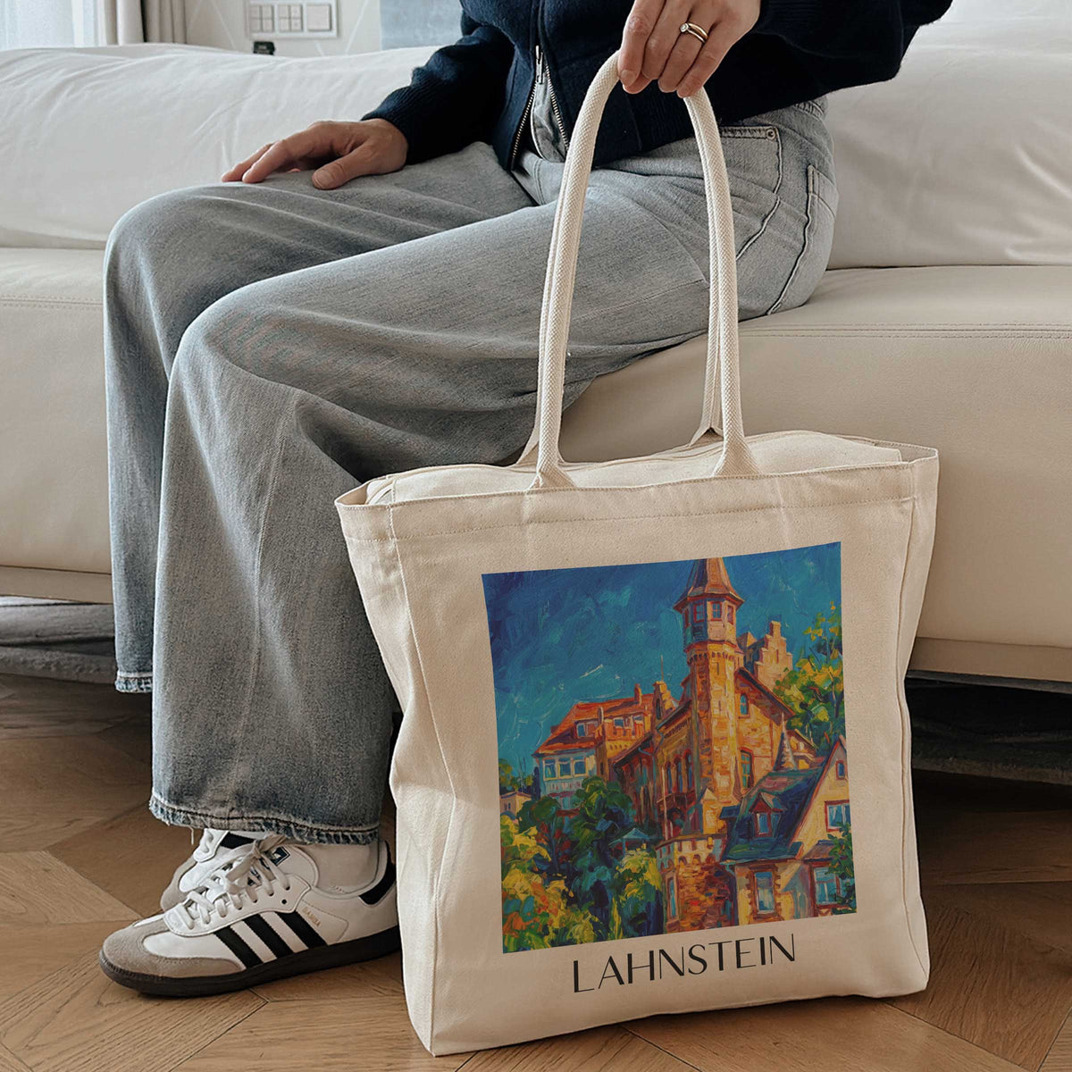 lahnstein-mittelrheintal-deutschland-einkaufstasche-oil-painting-oelgemaelde