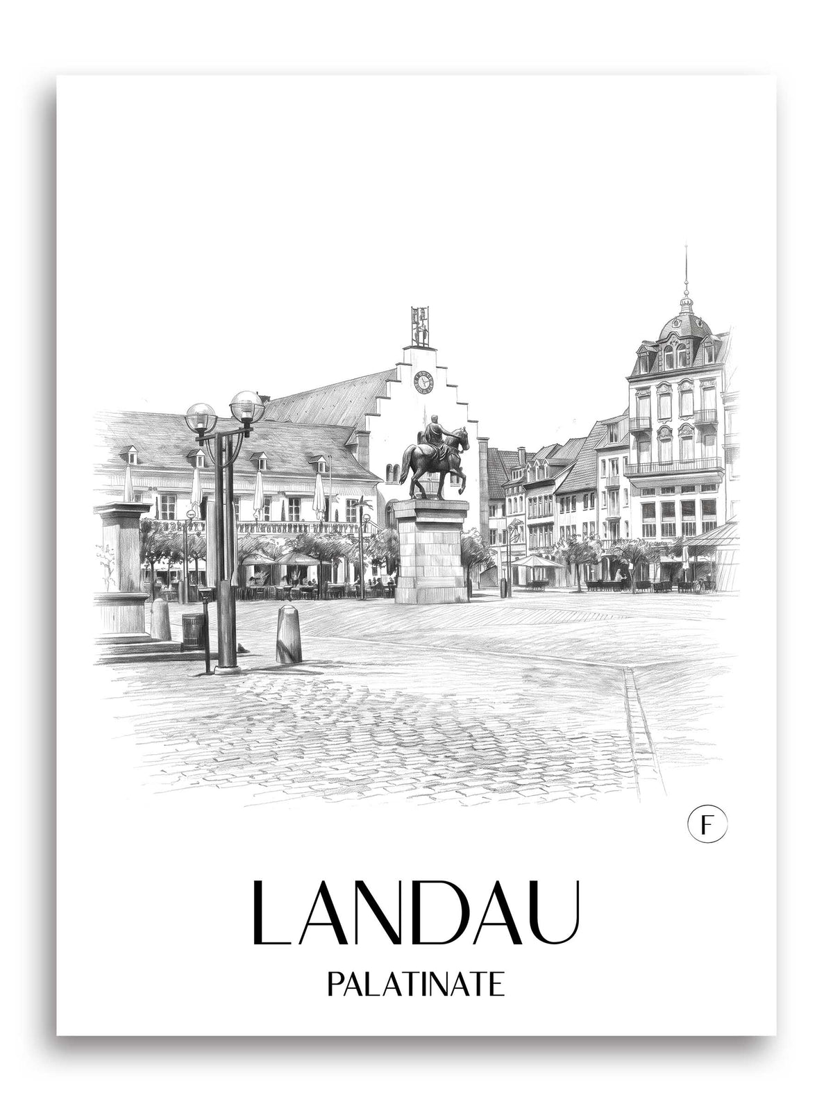 Landau Poster - Pfalz - Deutschland Kunstdruck - Zeichnung von A4 bis A1