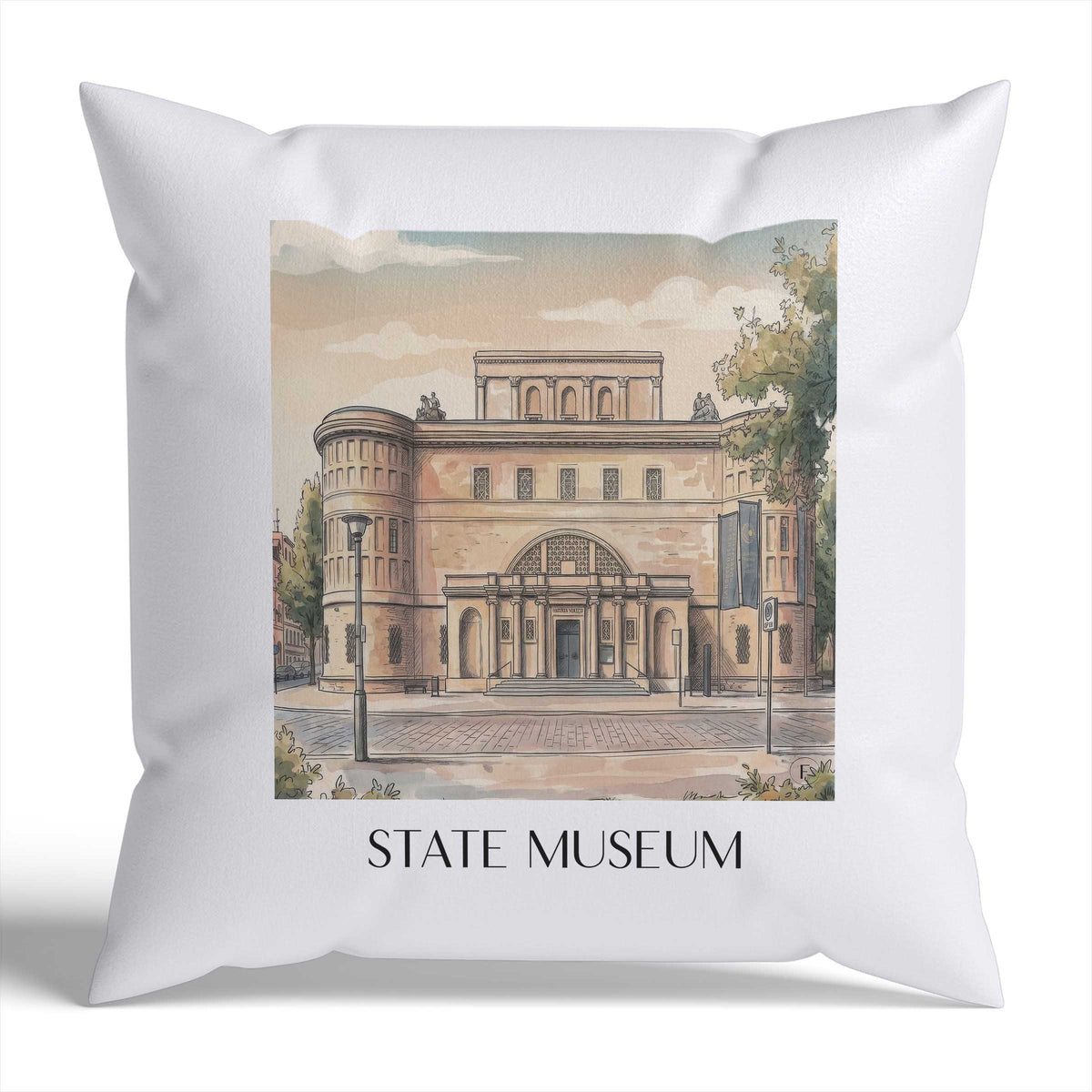 Landesmuseum Kissenhülle - Zierkissen Bezug - Halle - Deutschland Kissen bzw. Kissenbezug im Aquarell Stil - favplace