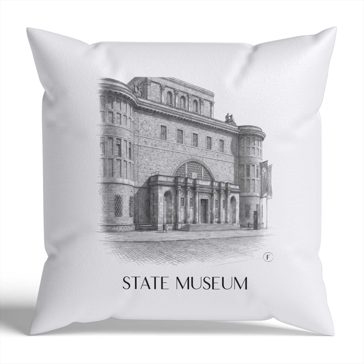 Landesmuseum Kissenhülle - Zierkissen Bezug - Halle - Deutschland Kissen bzw. Kissenbezug im Zeichnung Stil - favplace
