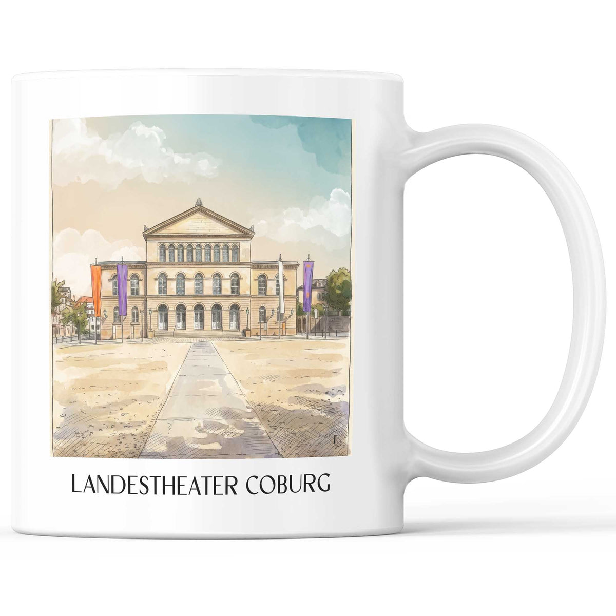 Landestheater Kaffeebecher - Coburg - Deutschland Becher - Kaffeetasse im Aquarell Stil - favplace