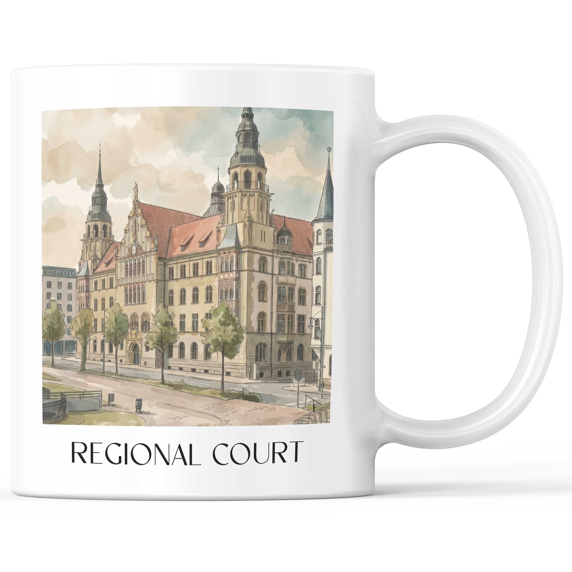 Landgericht Kaffeebecher - Halle - Deutschland Becher - Kaffeetasse im Aquarell Stil - favplace