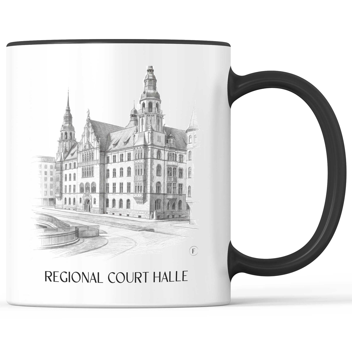 Landgericht Kaffeebecher - Halle - Deutschland Becher - Kaffeetasse im Zeichnung Stil - favplace