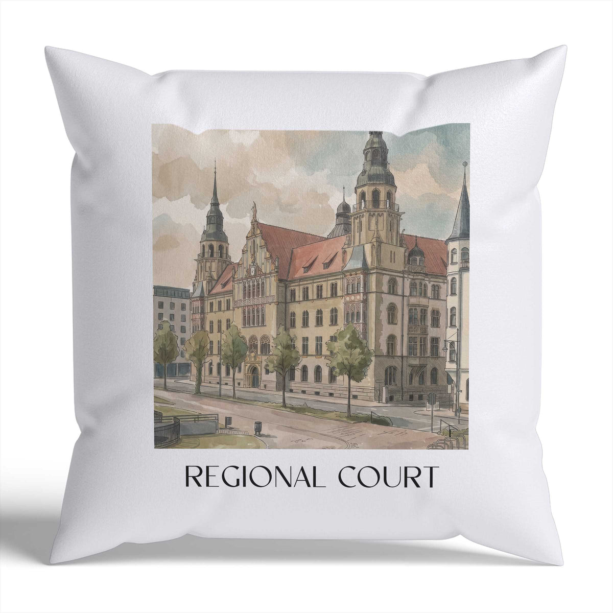 Landgericht Kissenhülle - Zierkissen Bezug - Halle - Deutschland Kissen bzw. Kissenbezug im Aquarell Stil - favplace