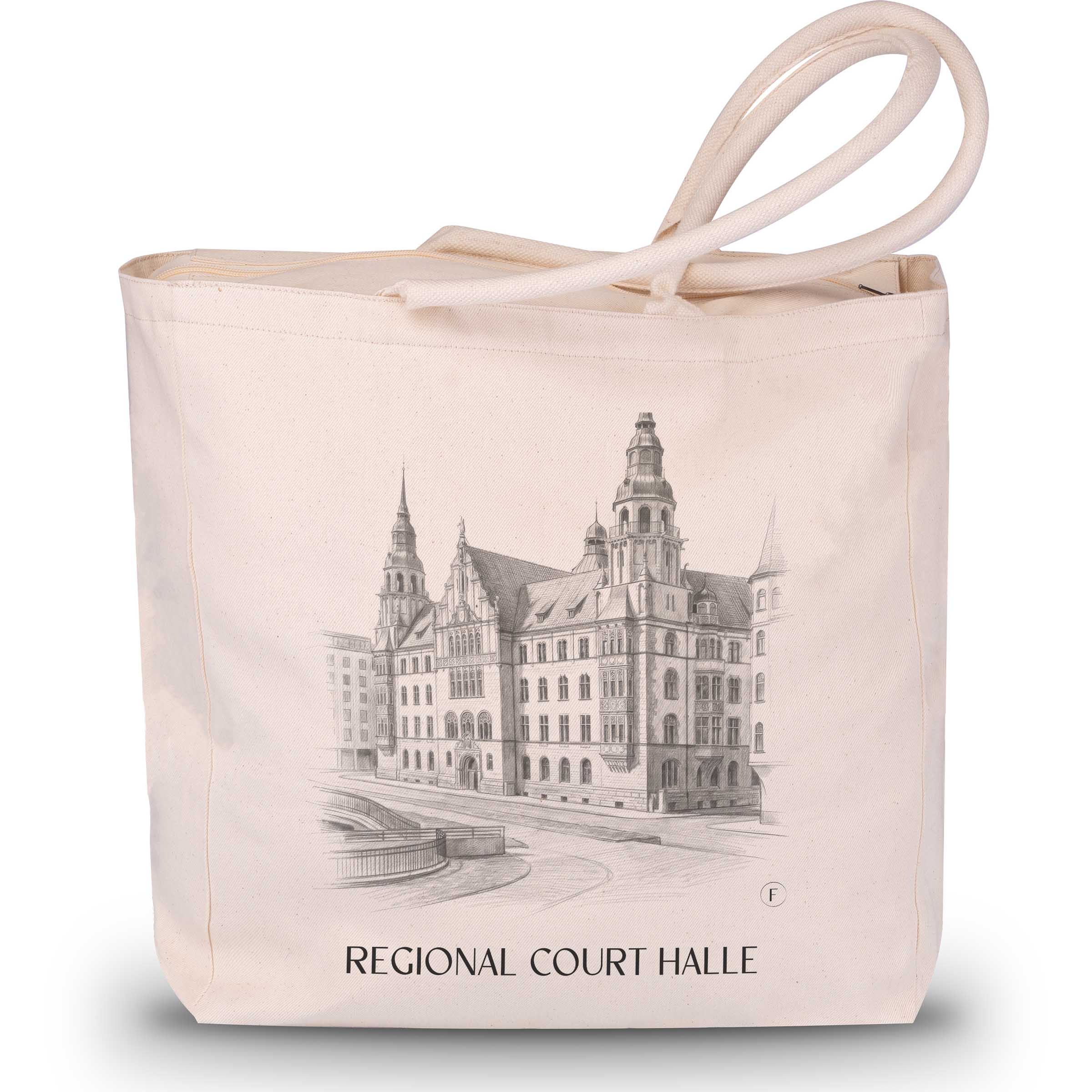 Landgericht Shopping Tasche - Halle - Deutschland Tote Bag - Einkaufstasche im Zeichnung Stil