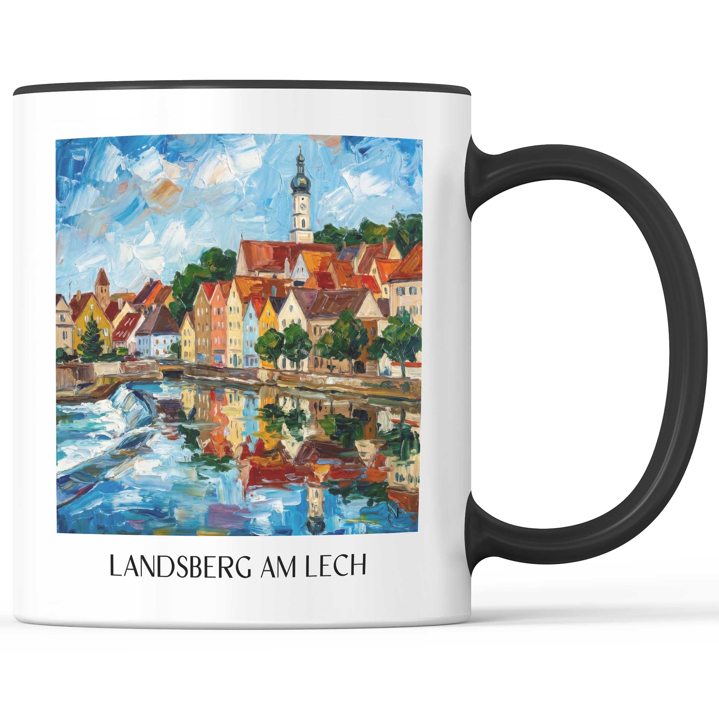 Landsberg am Lech Kaffeebecher - Oberbayern - Deutschland Becher - Kaffeetasse im Ölgemälde Stil - favplace