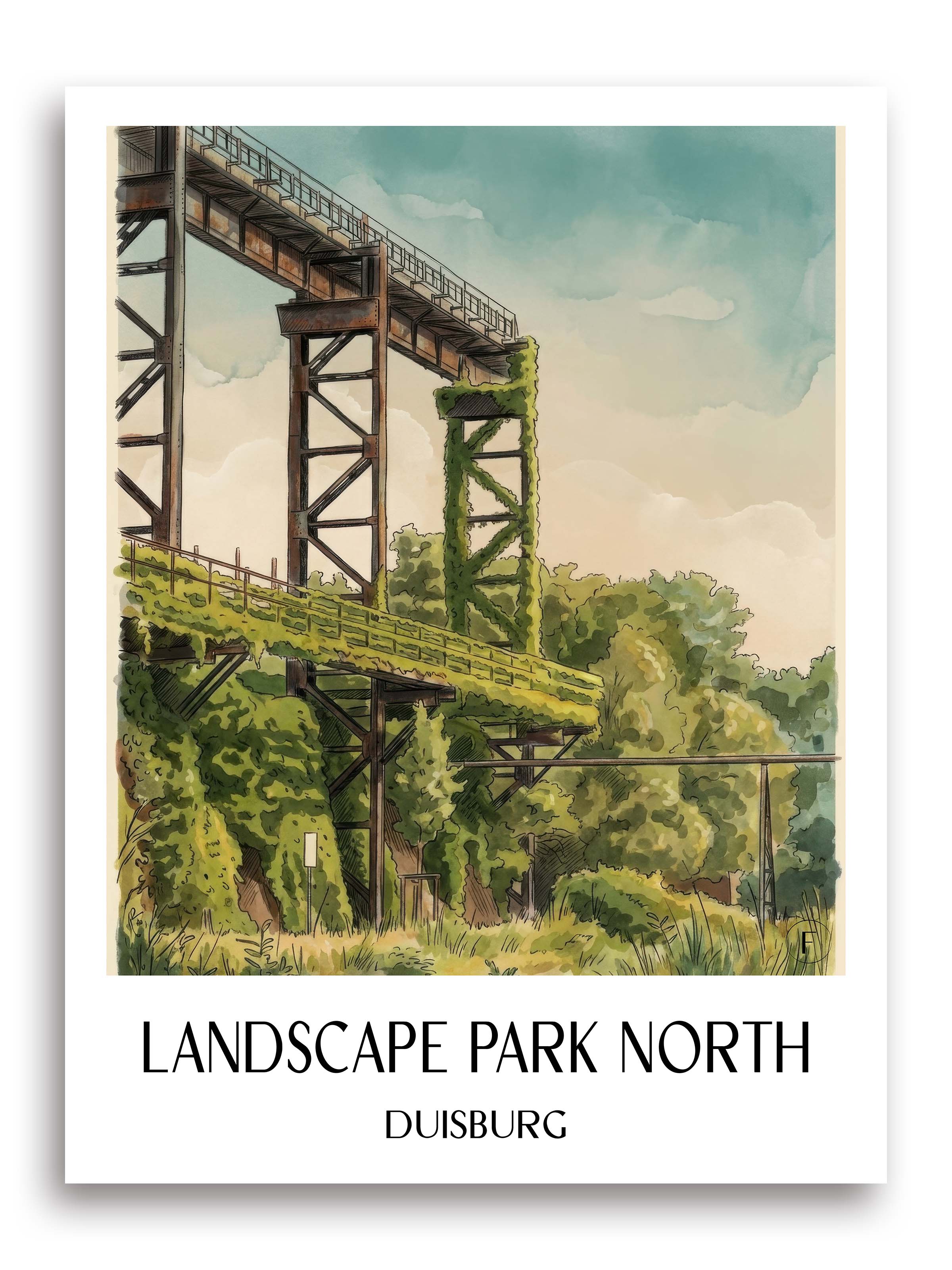 Landschaftspark Nord Poster - Duisburg - Deutschland Kunstdruck - Aquarell von A4 bis A1 - favplace