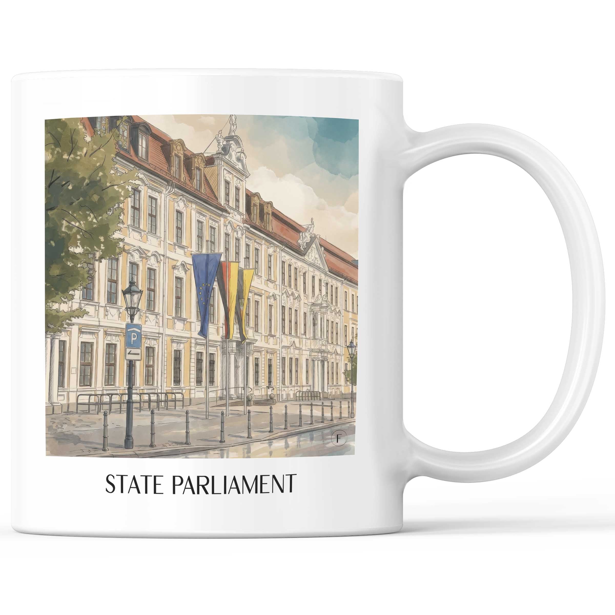 Landtag Kaffeebecher - Magdeburg - Deutschland Becher - Kaffeetasse im Aquarell Stil - favplace