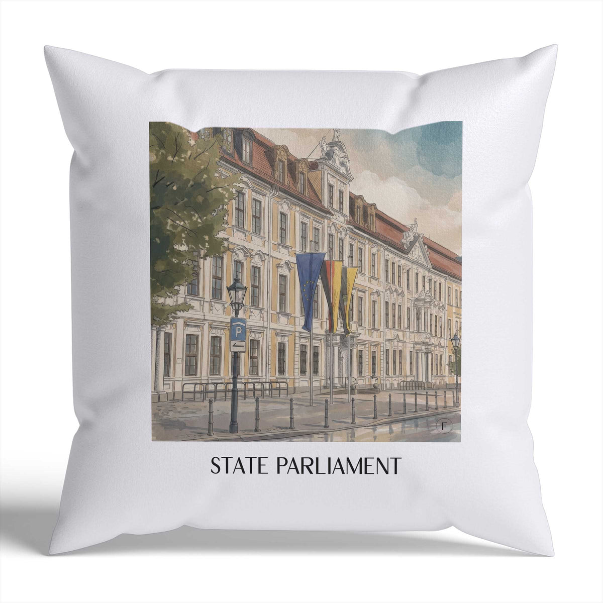 Landtag Kissenhülle - Zierkissen Bezug - Magdeburg - Deutschland Kissen bzw. Kissenbezug im Aquarell Stil - favplace