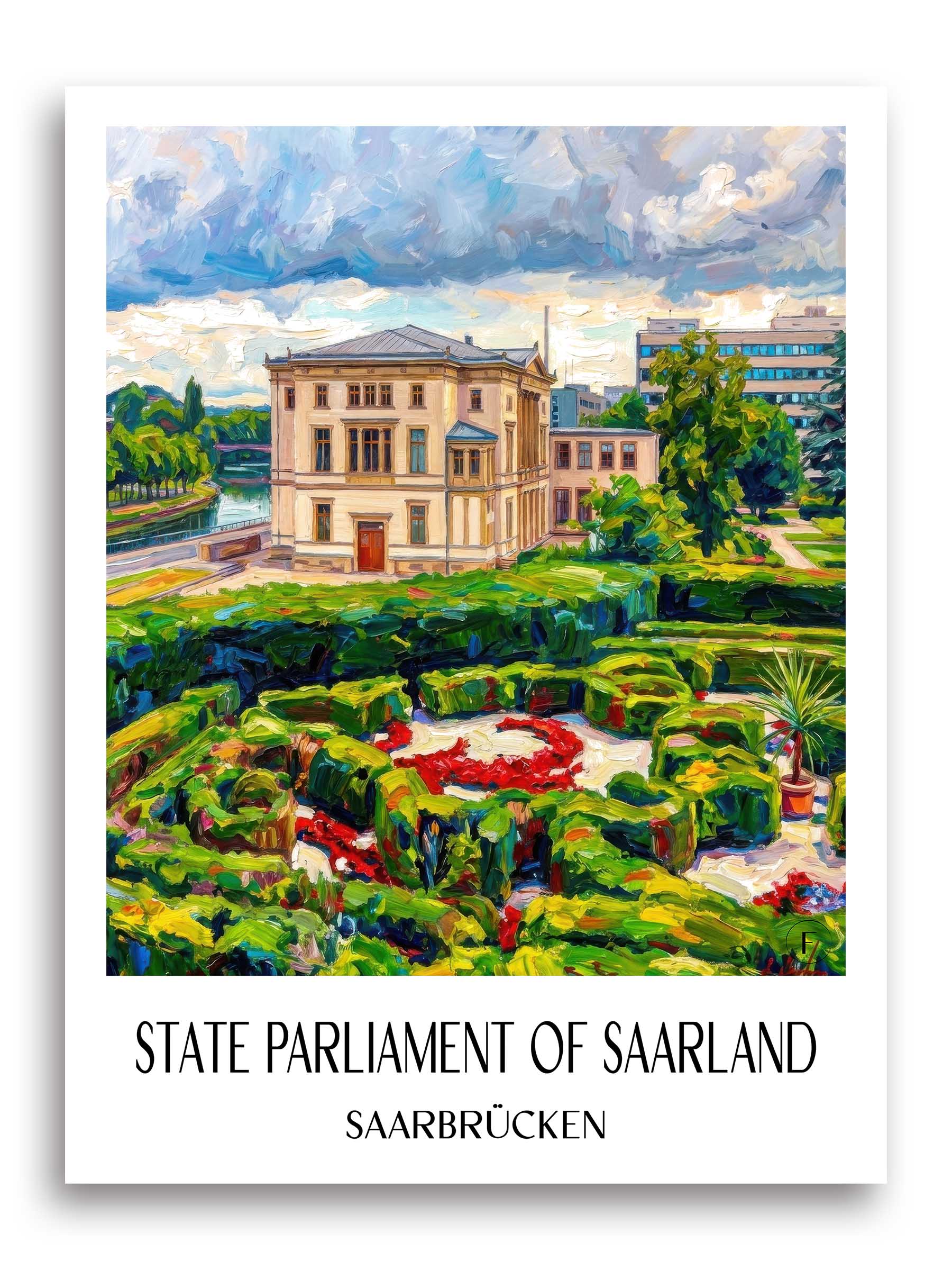 Landtag des Saarlandes Poster - Saarbrücken - Deutschland Kunstdruck - Ölgemälde von A4 bis A1 - favplace