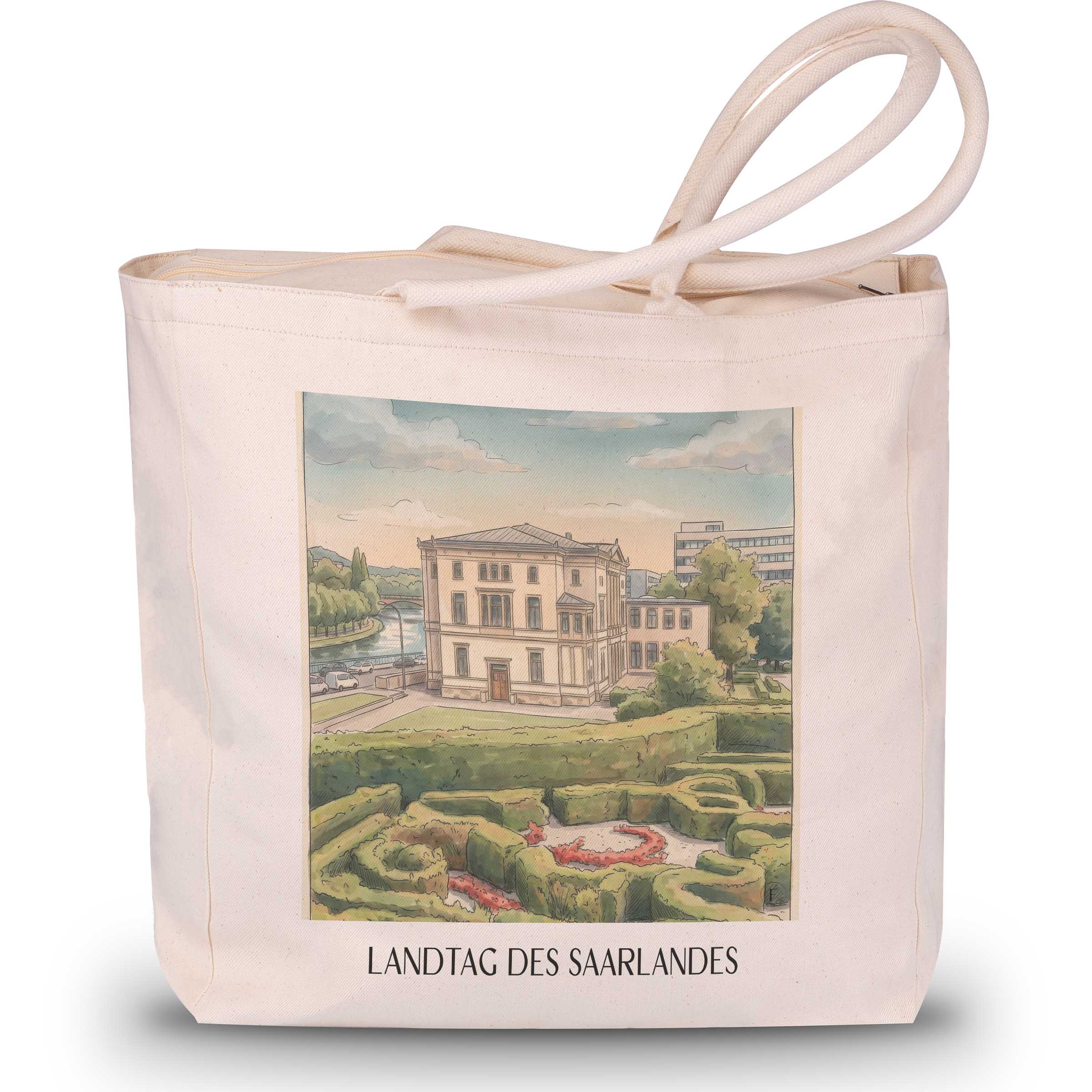 landtag-des-saarlandes-saarbrücken-deutschland-einkaufstasche-aquarell