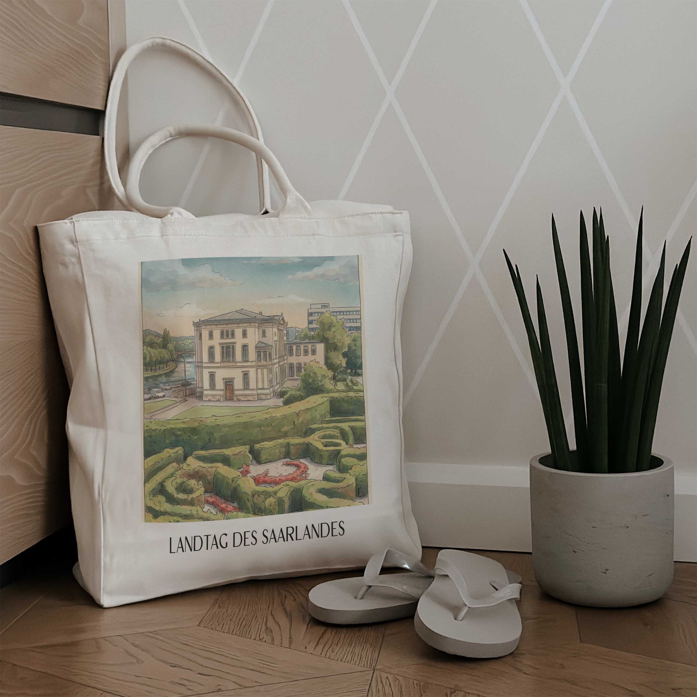 landtag-des-saarlandes-saarbrücken-deutschland-einkaufstasche-aquarell