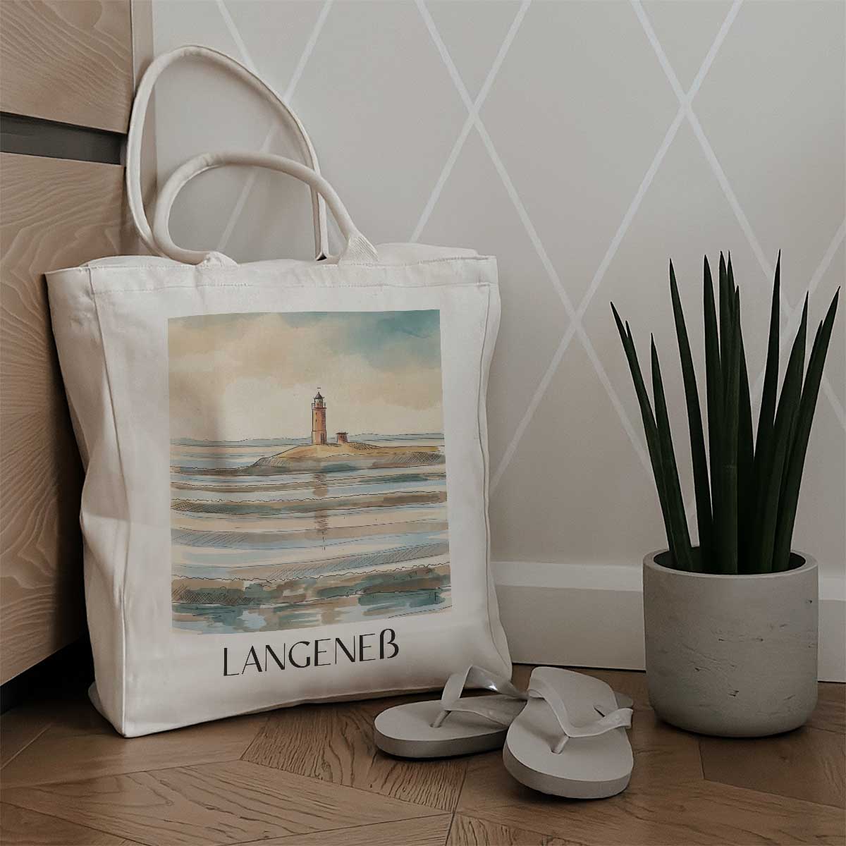 langeneß-schleswig-holstein-deutschland-einkaufstasche-aquarell
