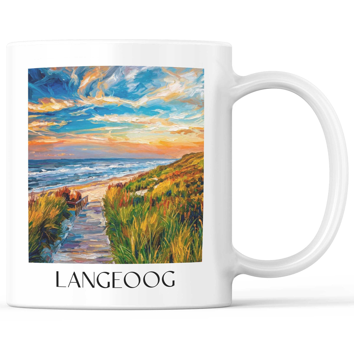 Langeoog - Deutschland Becher - Kaffeetasse im Ölgemälde Stil - favplace