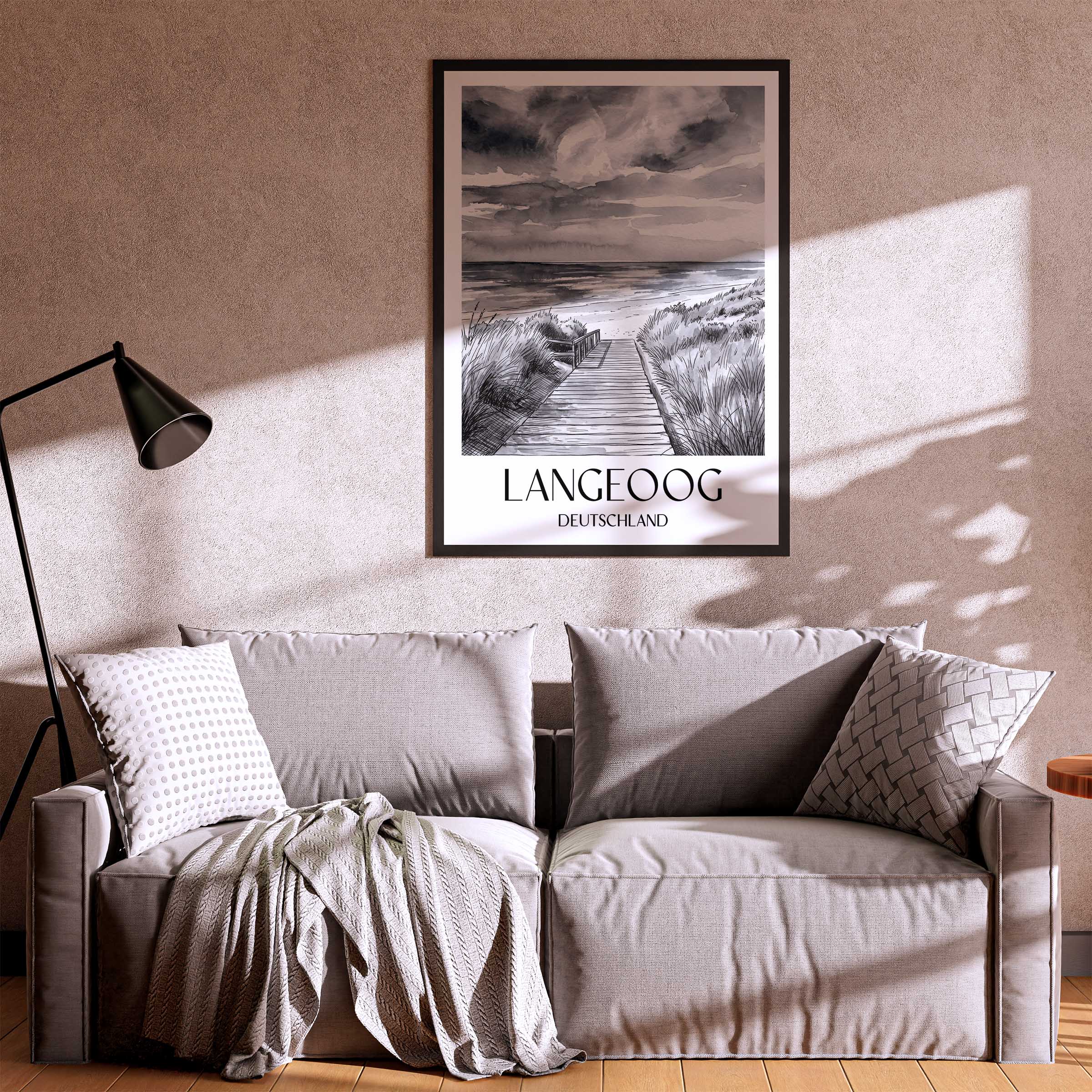 langeoog-deutschland-poster-aquarell-schwarz-weiss