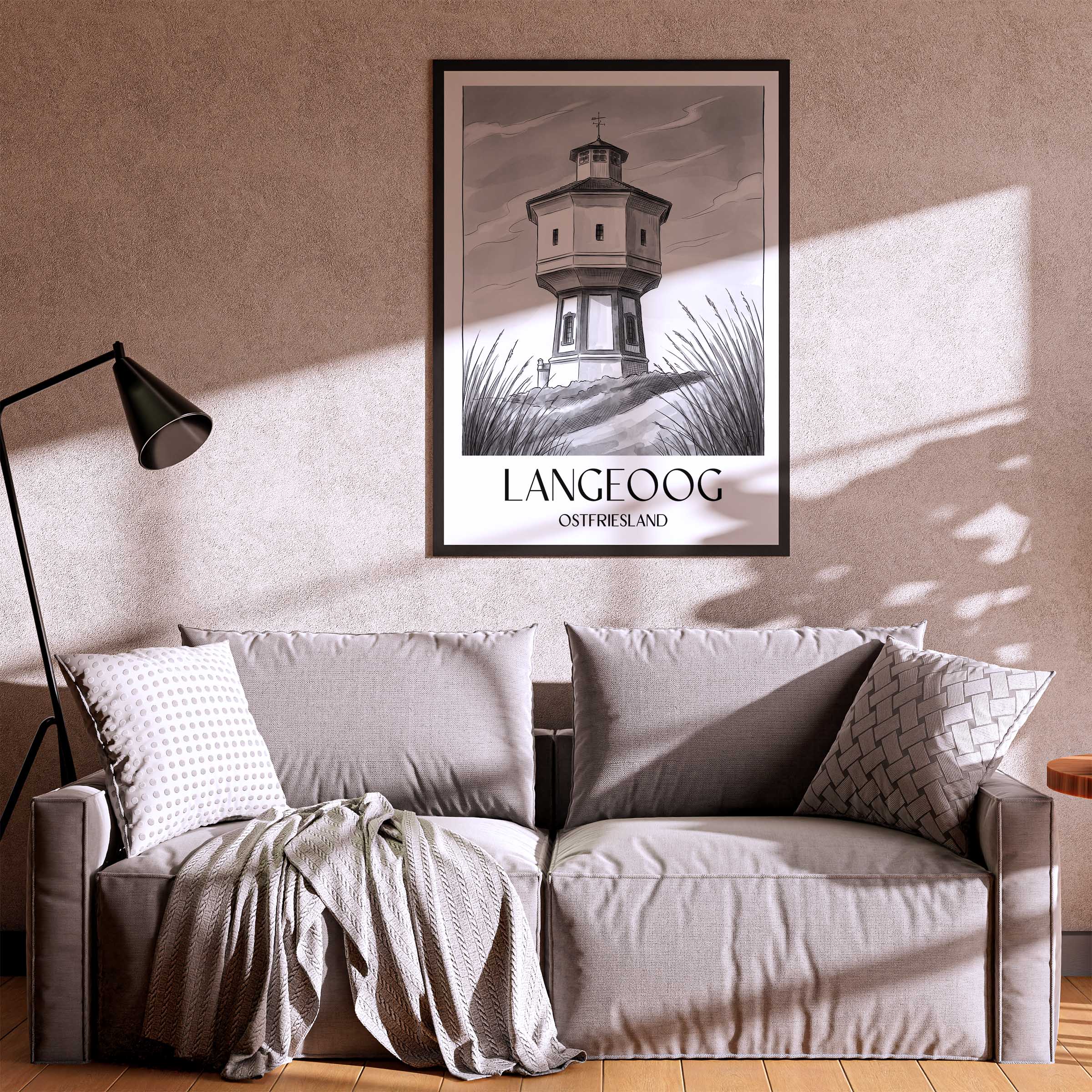 langeoog-ostfriesland-deutschland-poster-aquarell-schwarz-weiss