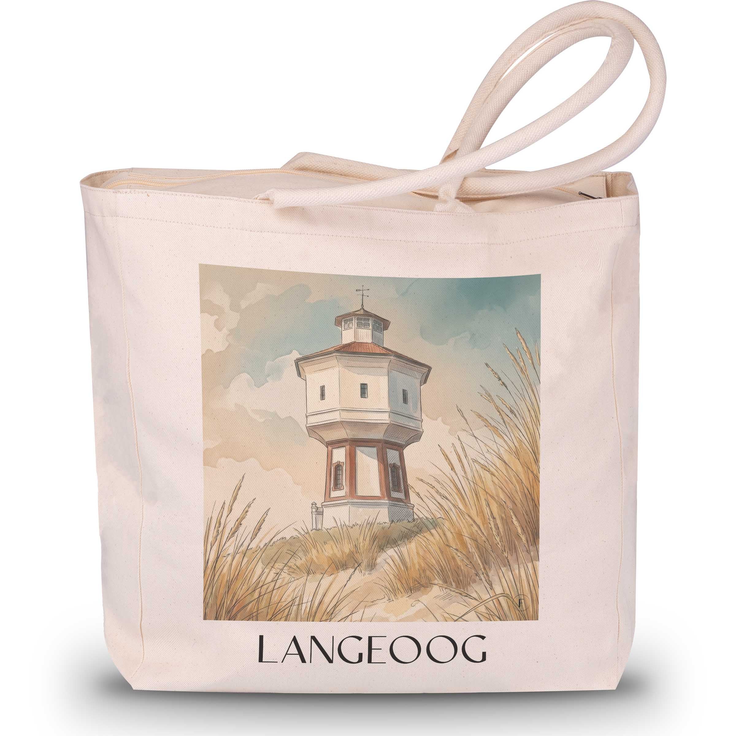 Langeoog Shopping Tasche - Ostfriesland - Deutschland Tote Bag - Einkaufstasche im Aquarell Stil - favplace