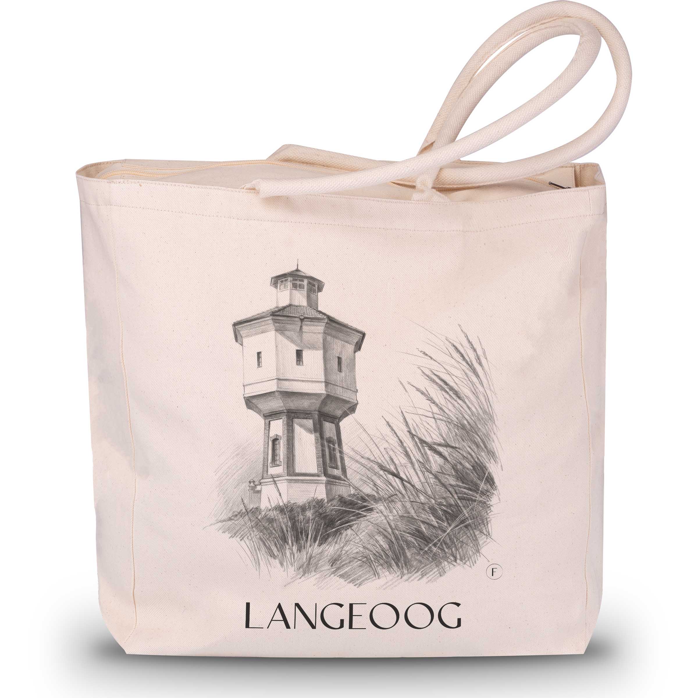 Langeoog Shopping Tasche - Ostfriesland - Deutschland Tote Bag - Einkaufstasche im Zeichnung Stil - favplace