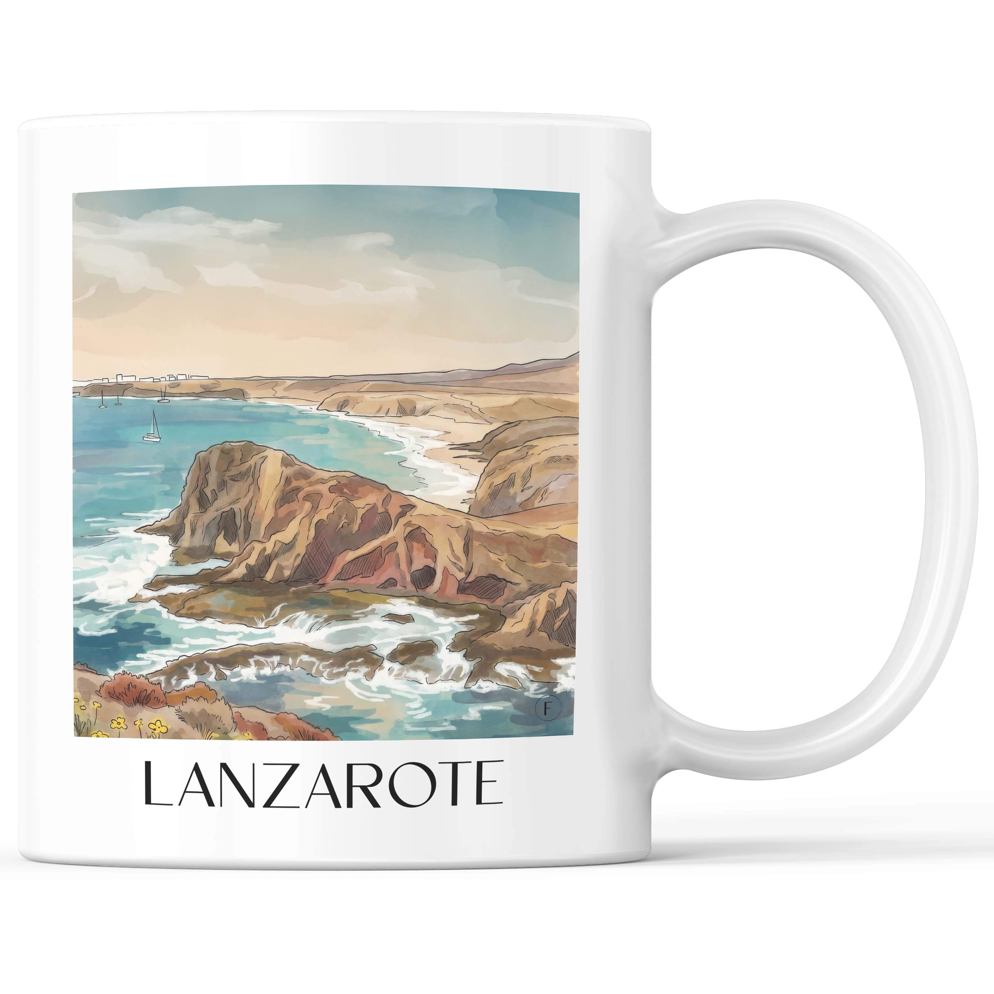 Lanzarote - Spanien Becher - Kaffeetasse im Aquarell Stil - favplace