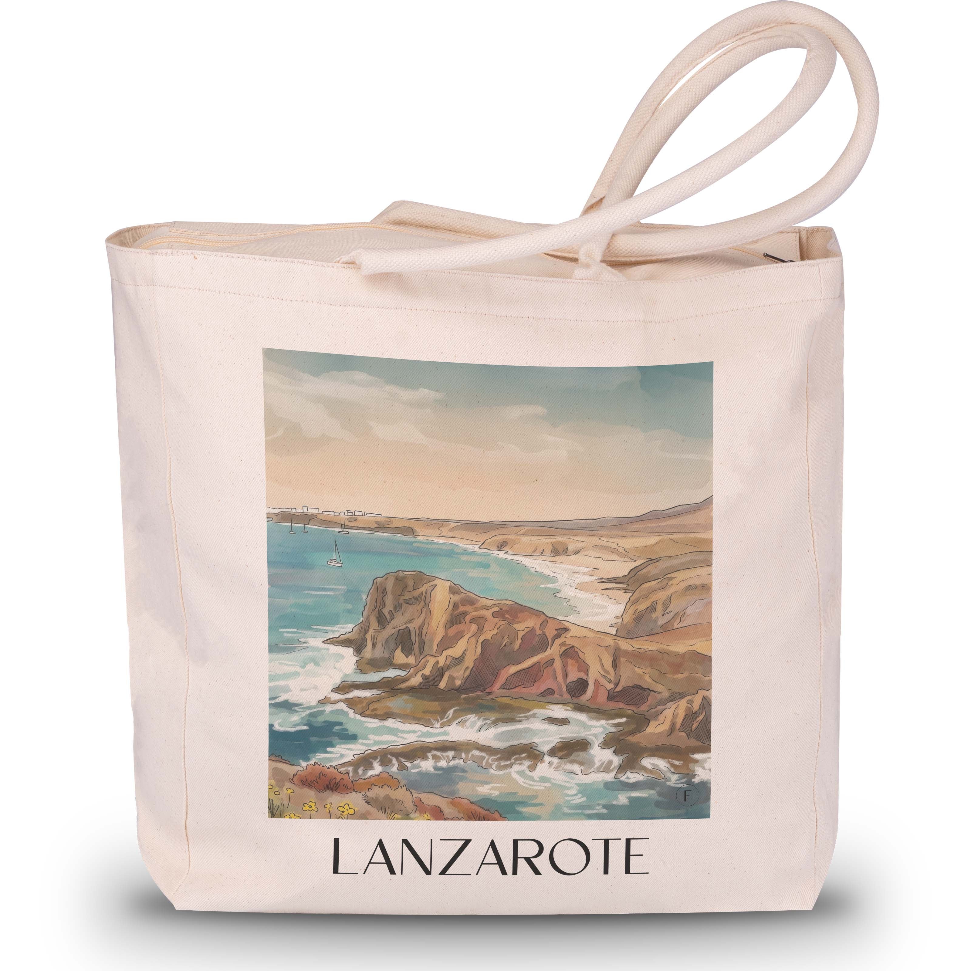 Lanzarote - Spanien Tote Bag - Einkaufstasche im Aquarell Stil - favplace
