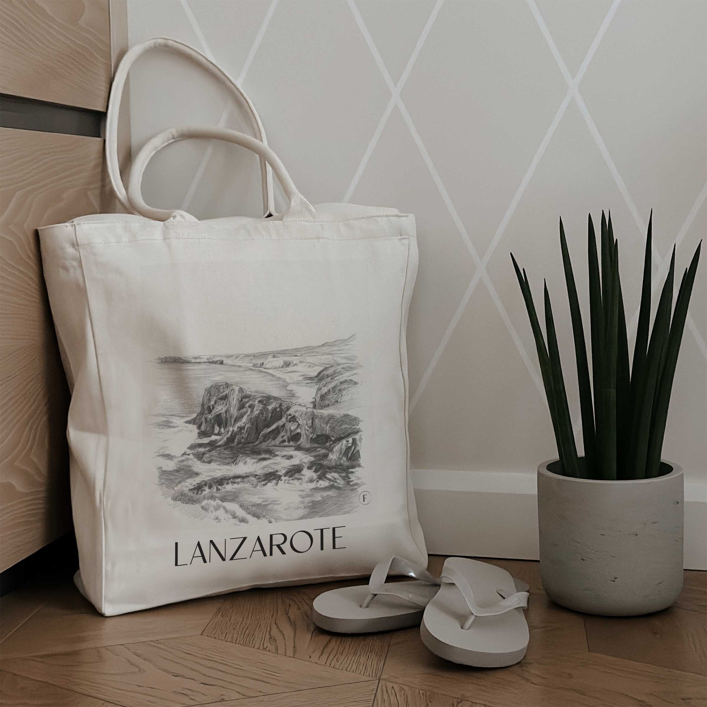 lanzarote-spanien-einkaufstasche-bleistift-zeichnung-drawing