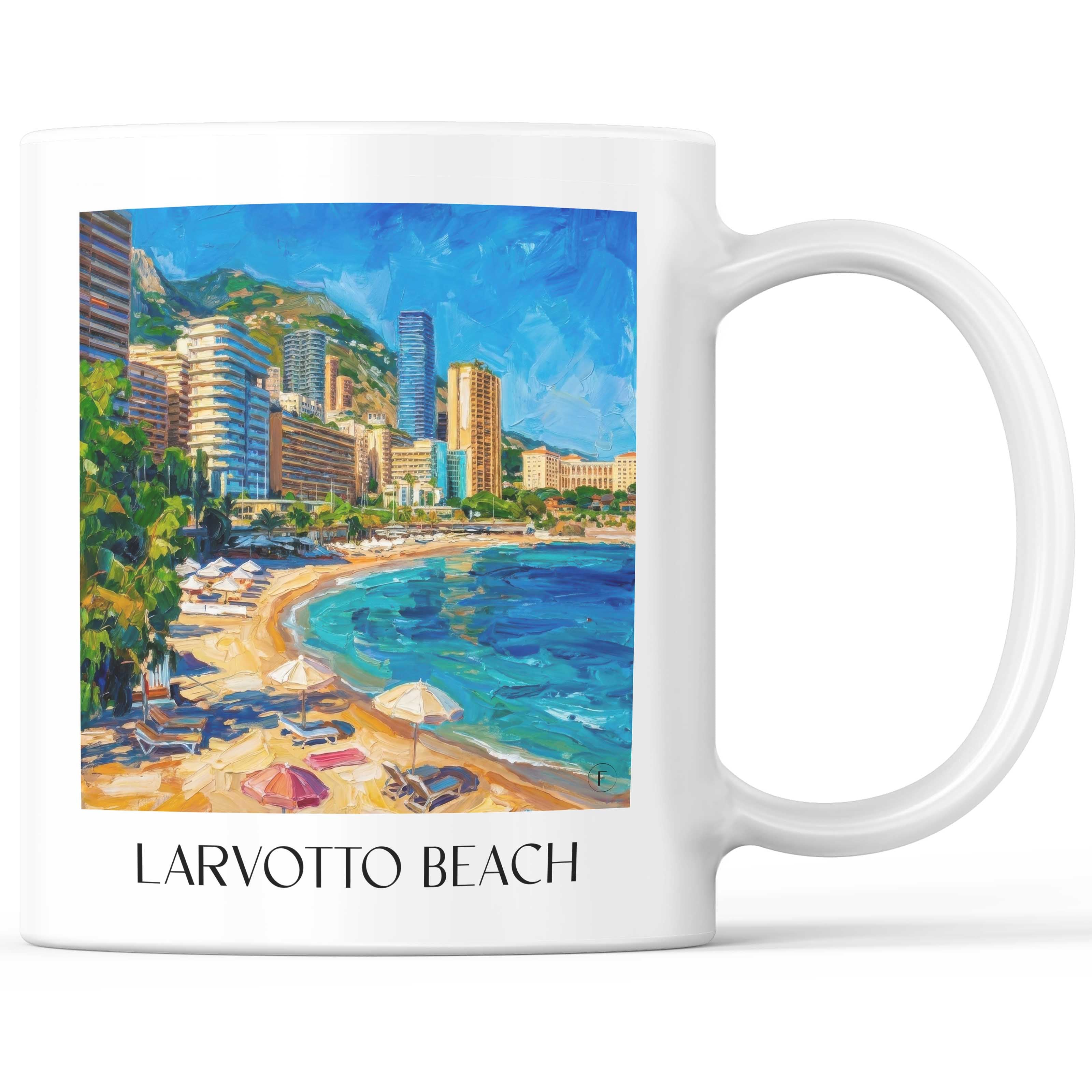 Larvotto Beach Kaffeebecher - Monaco - Monaco Becher - Kaffeetasse im Ölgemälde Stil - favplace