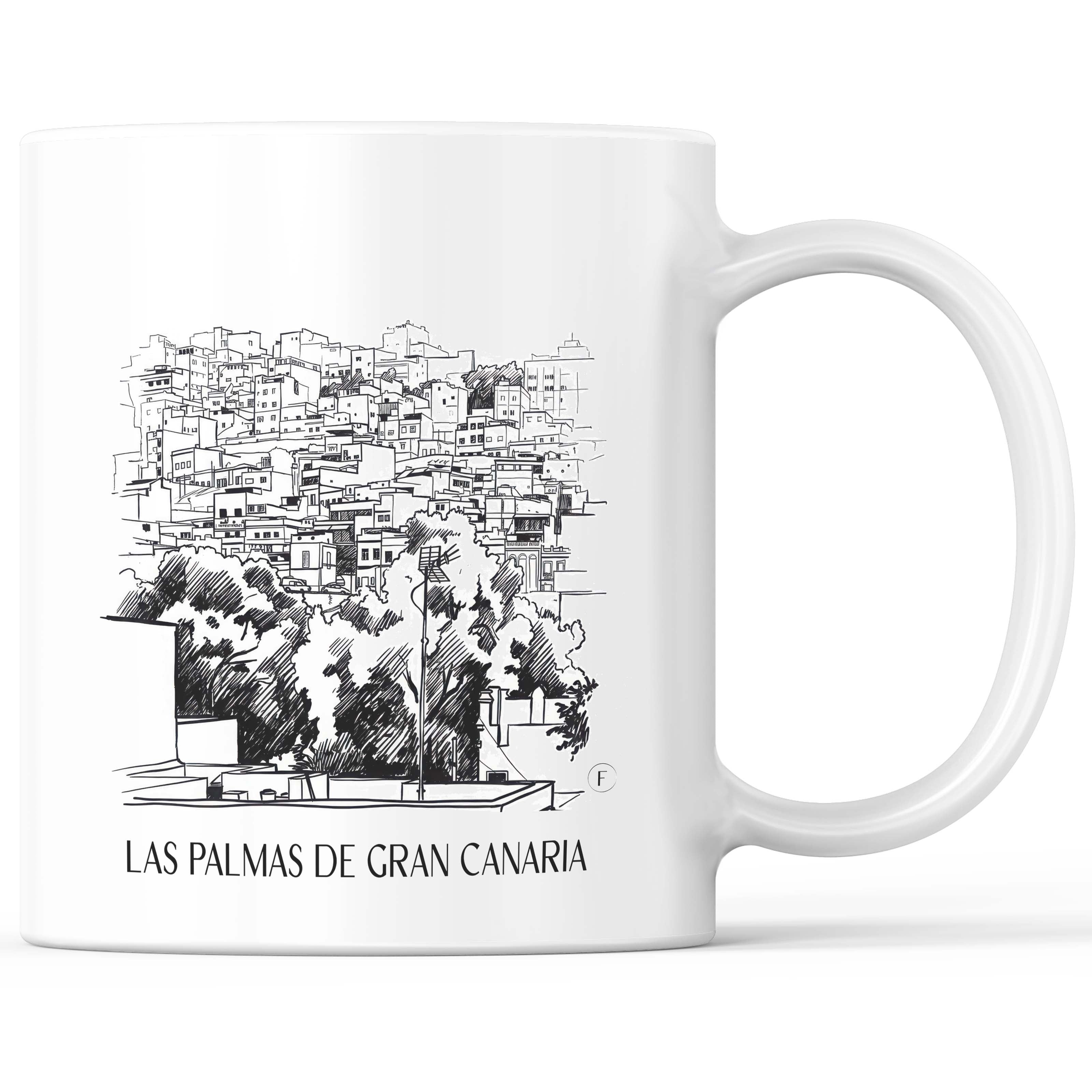 Las Palmas Kaffeebecher - Gran Canaria - Spanien Becher - Kaffeetasse im Skizze Stil - favplace