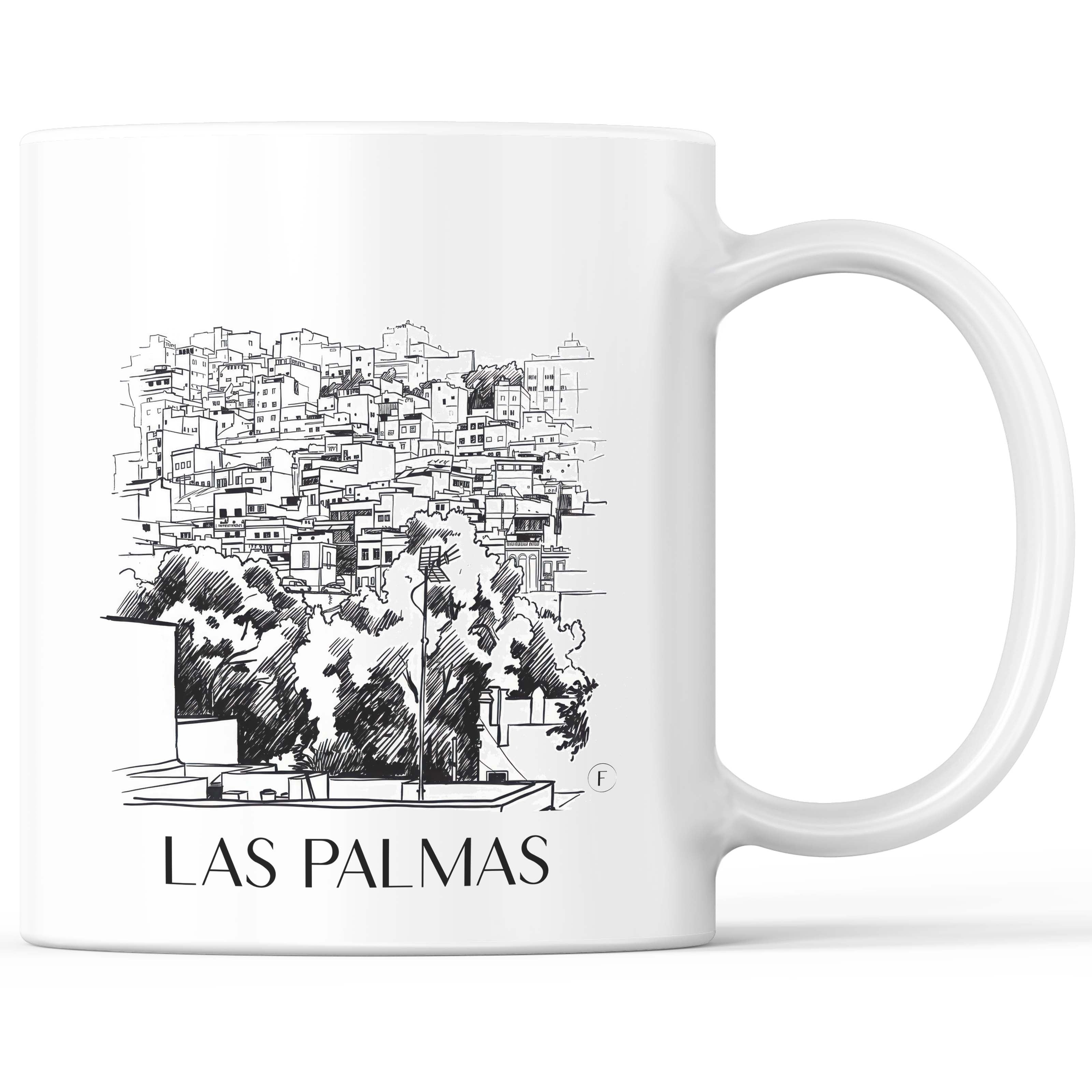 Las Palmas Kaffeebecher - Gran Canaria - Spanien Becher - Kaffeetasse im Skizze Stil - favplace