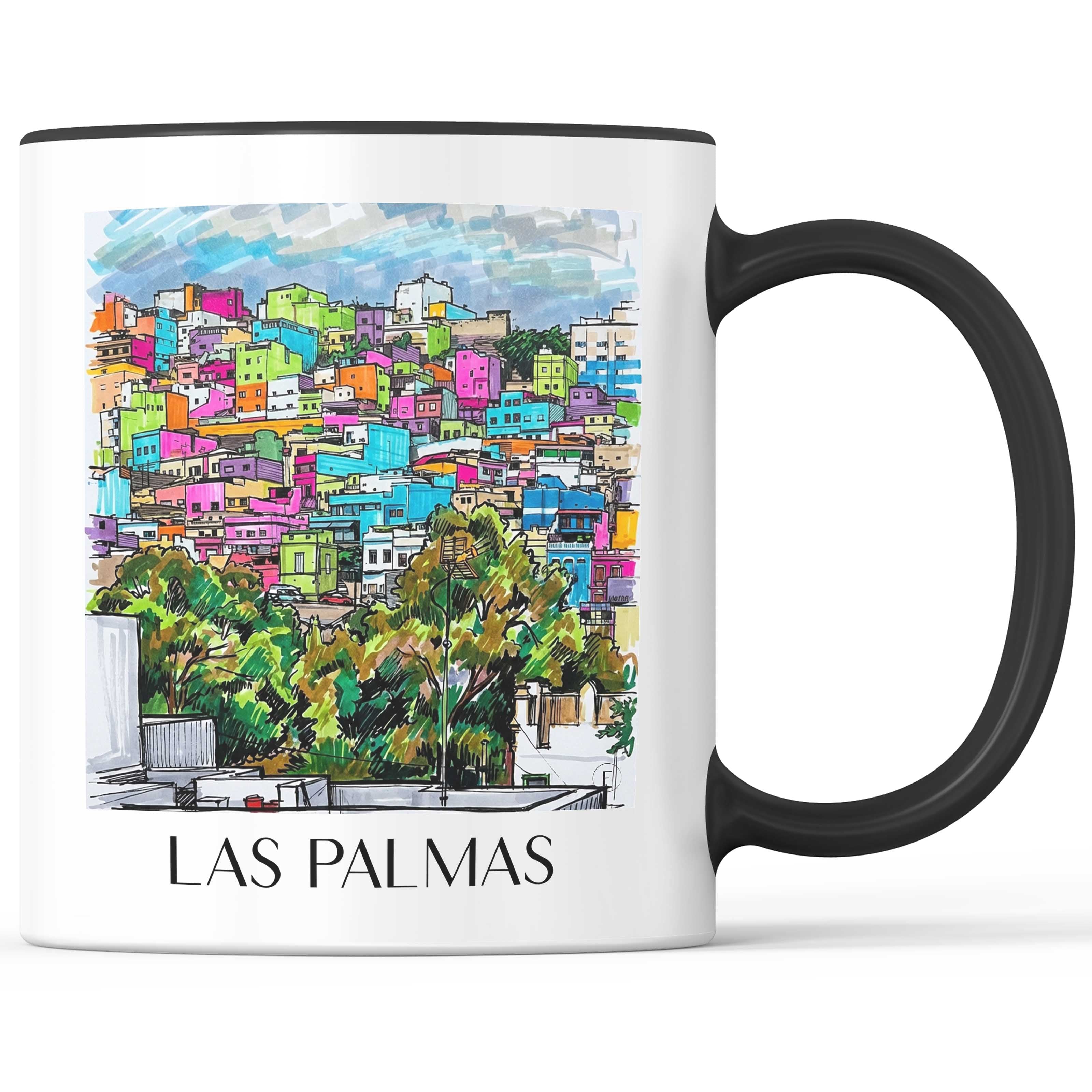 Las Palmas Kaffeebecher - Gran Canaria - Spanien Becher - Kaffeetasse im Tag Graffiti Stil - favplace