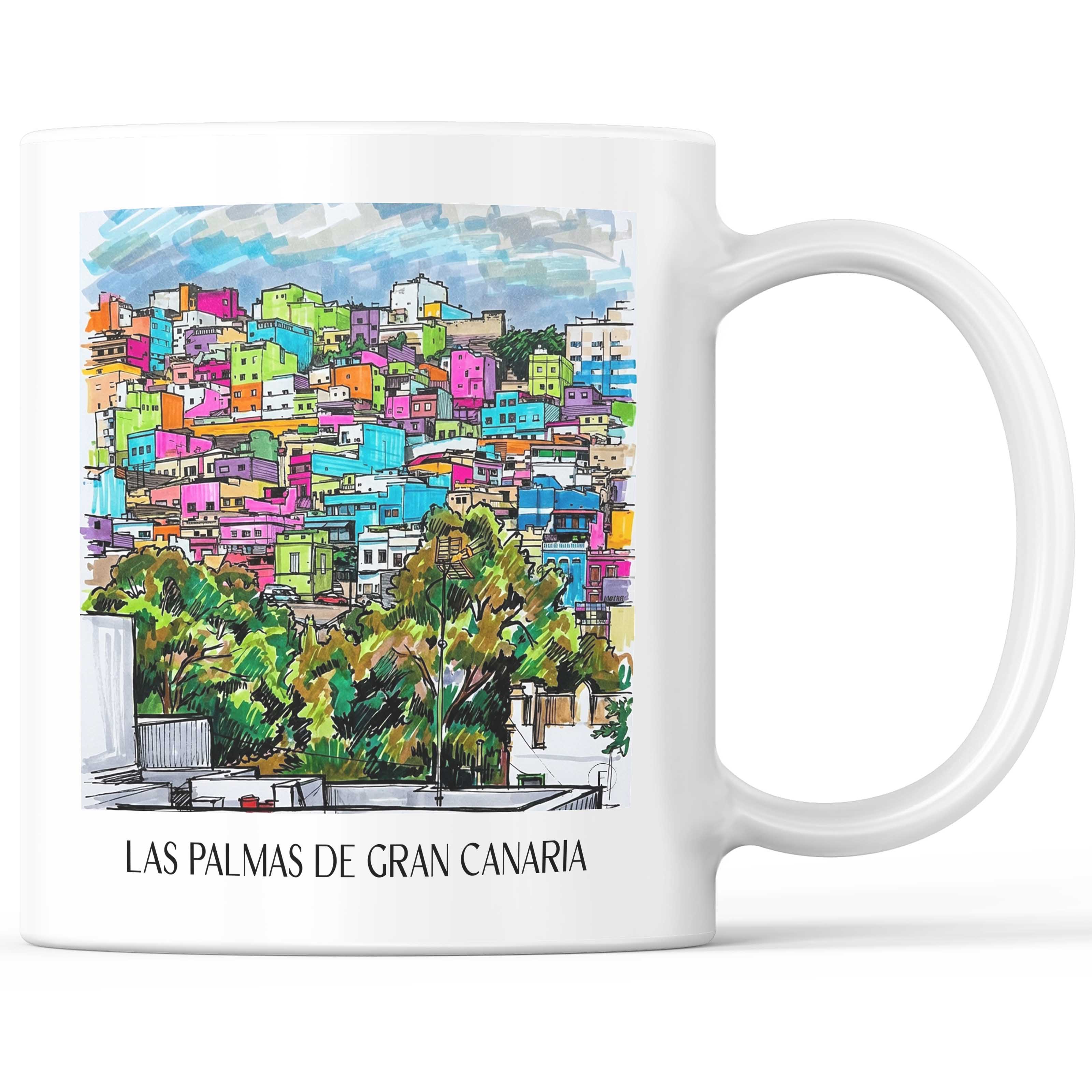 Las Palmas Kaffeebecher - Gran Canaria - Spanien Becher - Kaffeetasse im Tag Graffiti Stil - favplace