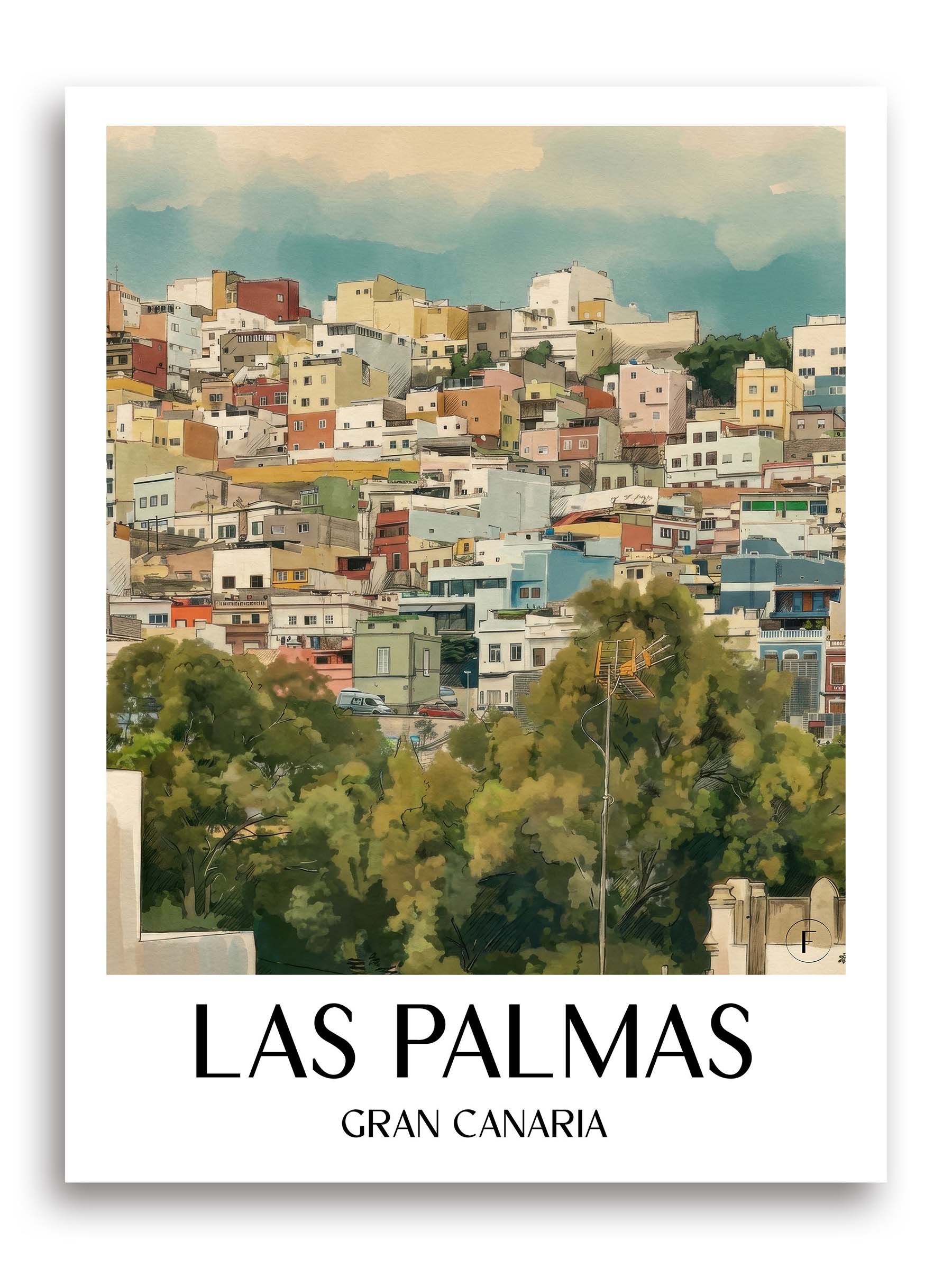 Las Palmas Poster - Gran Canaria - Spanien Kunstdruck - Aquarell von A4 bis A1 - favplace