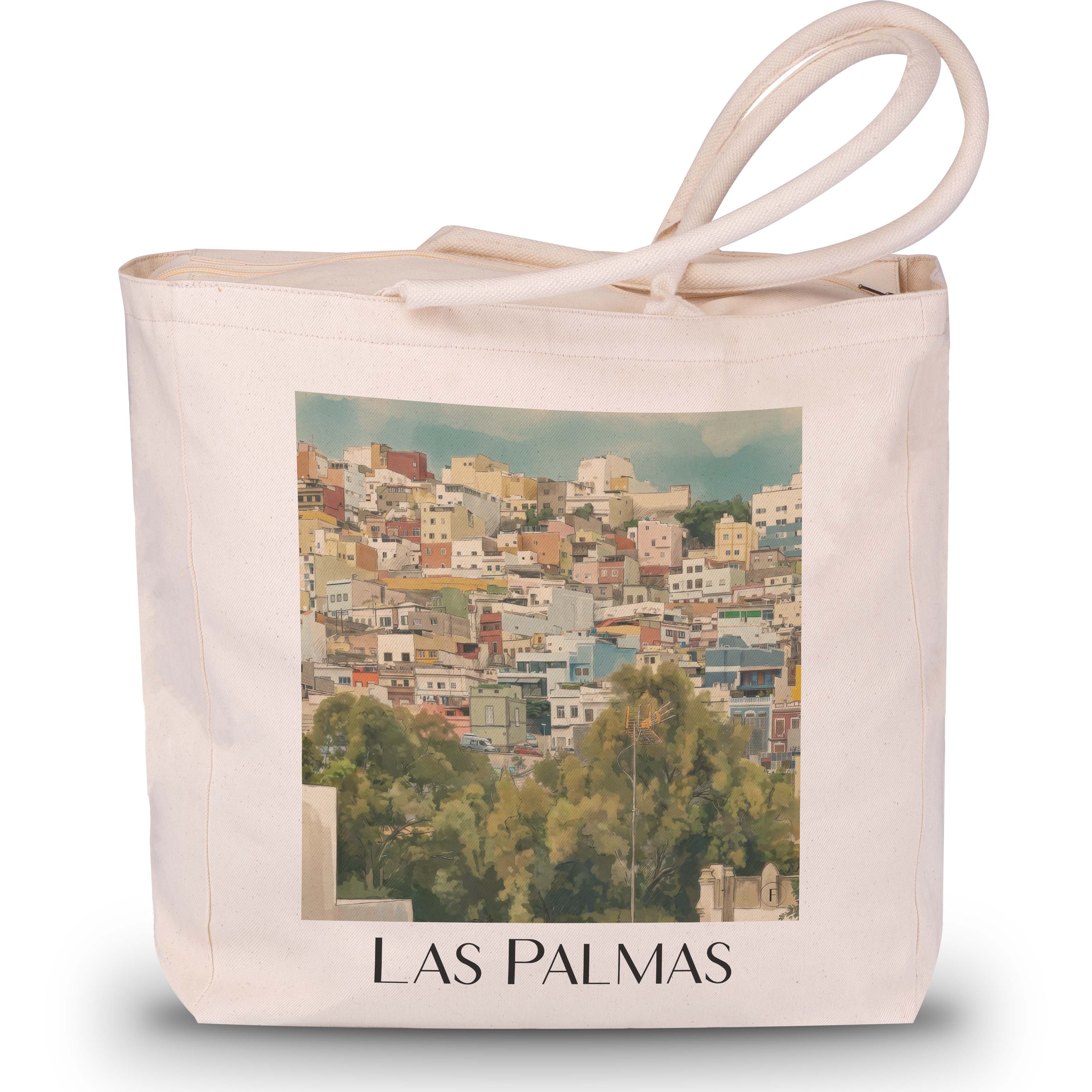 Las Palmas Shopping Tasche - Gran Canaria - Spanien Tote Bag - Einkaufstasche im Aquarell Stil - favplace