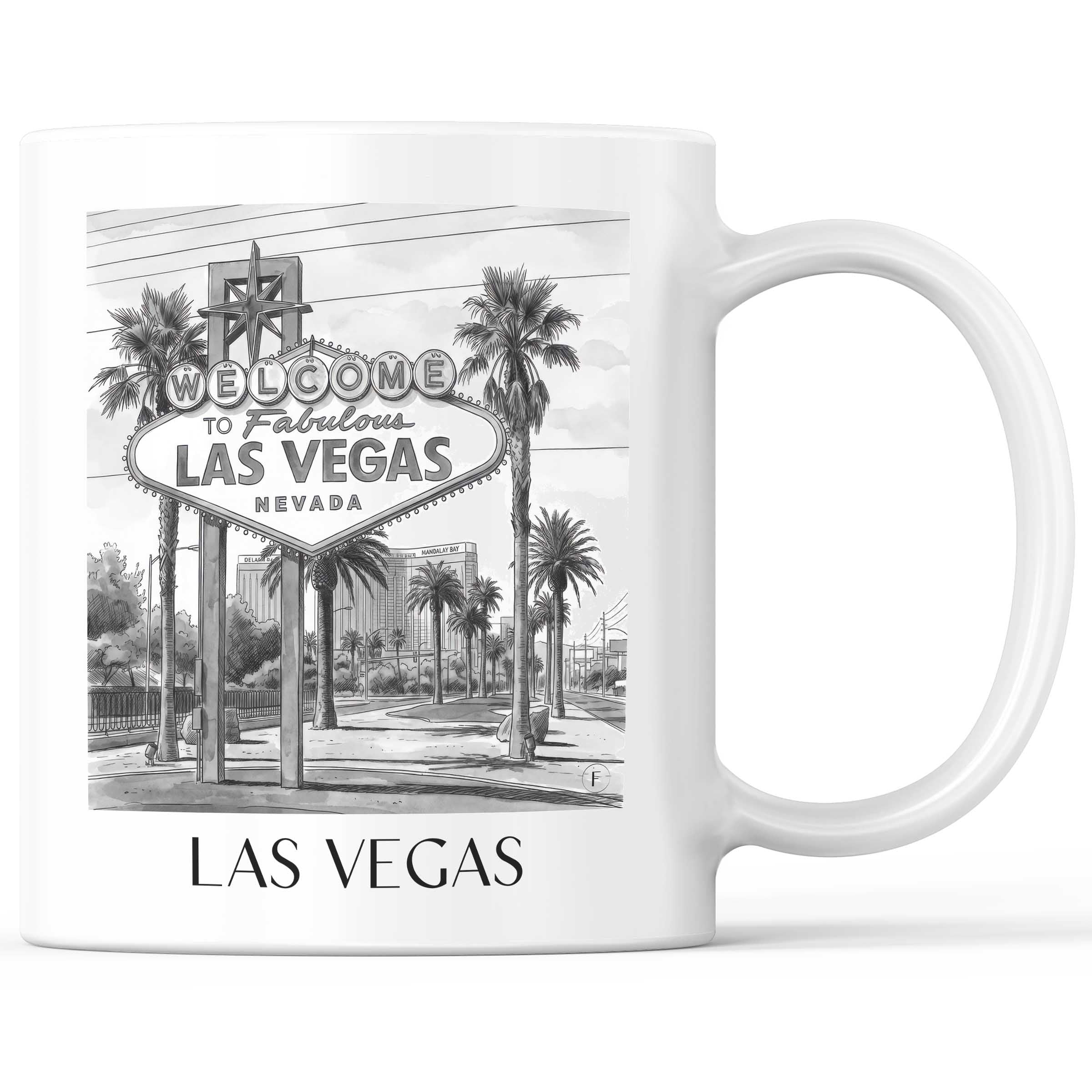 Las Vegas - Vereinigte Staaten Becher - Kaffeetasse im Aquarell Schwarz-Weiß Stil - favplace