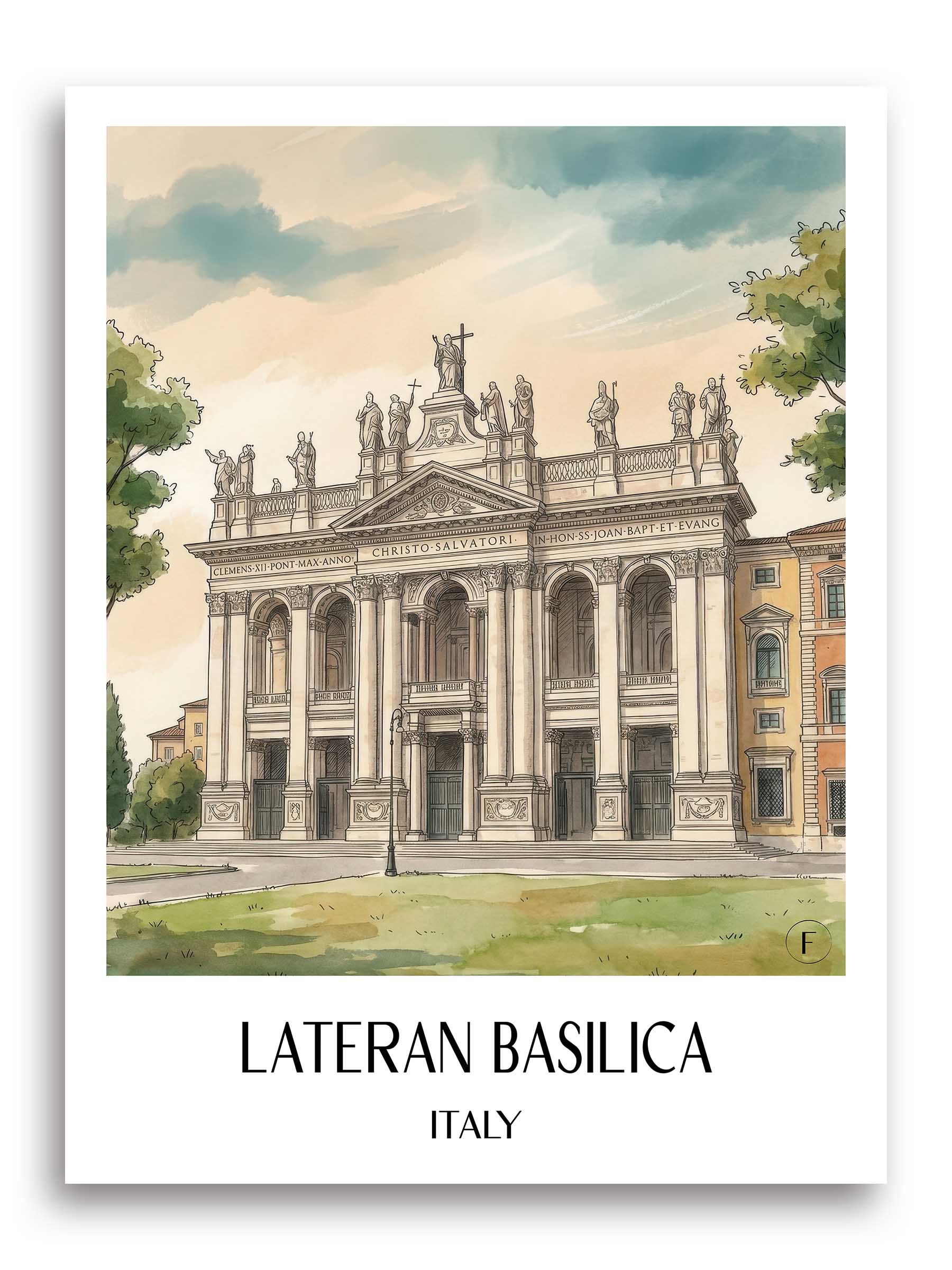 Lateranbasilika Poster - Rom - Italien Kunstdruck - Aquarell von A4 bis A1 - favplace