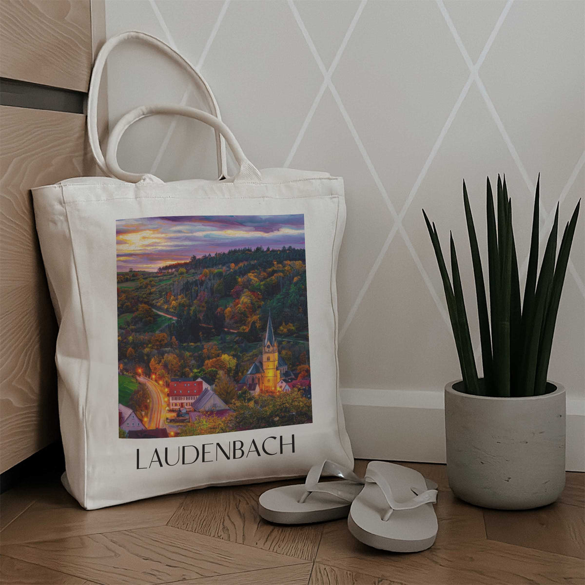 laudenbach-bergstraße-deutschland-einkaufstasche-oil-painting-oelgemaelde