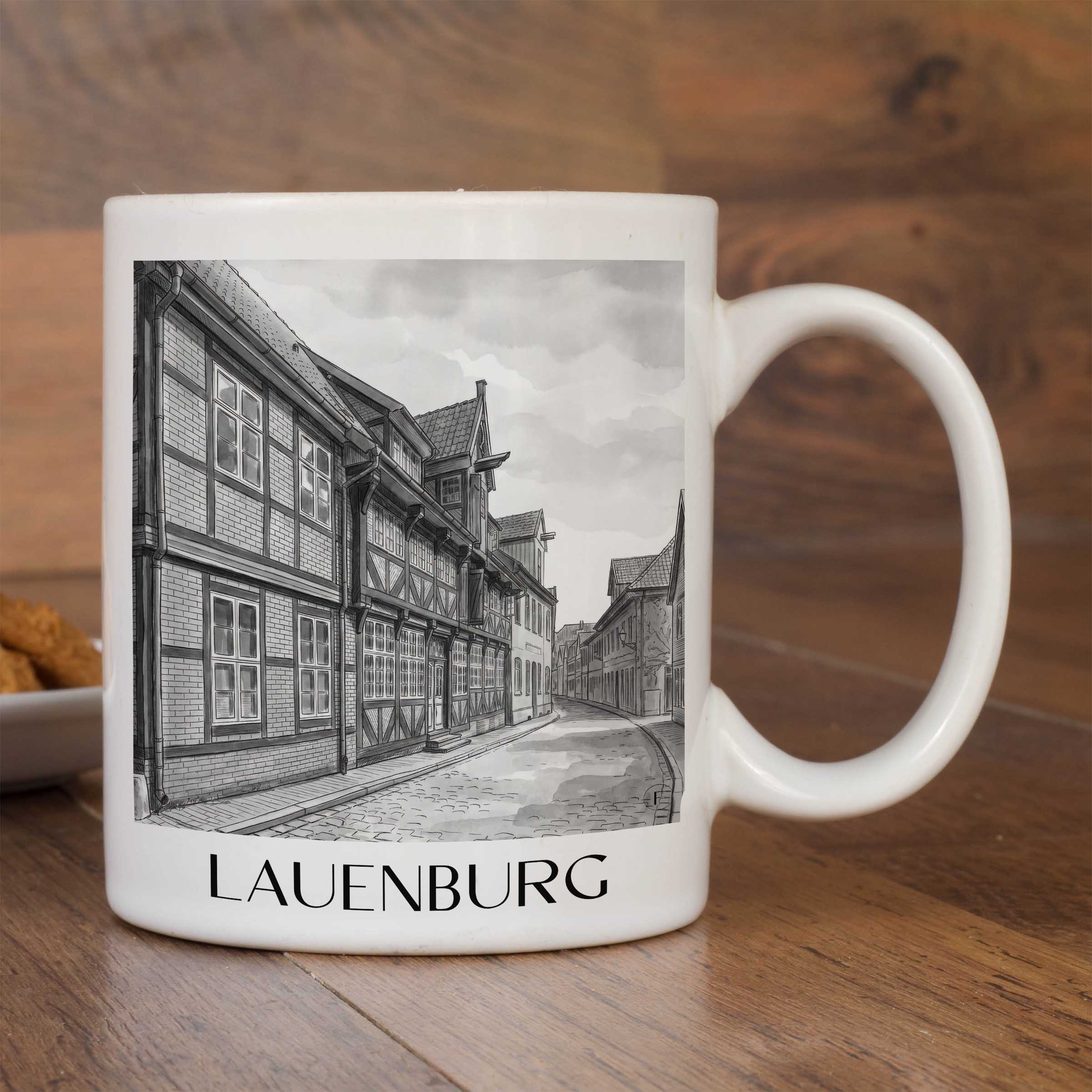 lauenburg-schleswig-holstein-deutschland-kaffeebecher-aquarell-schwarz-weiss