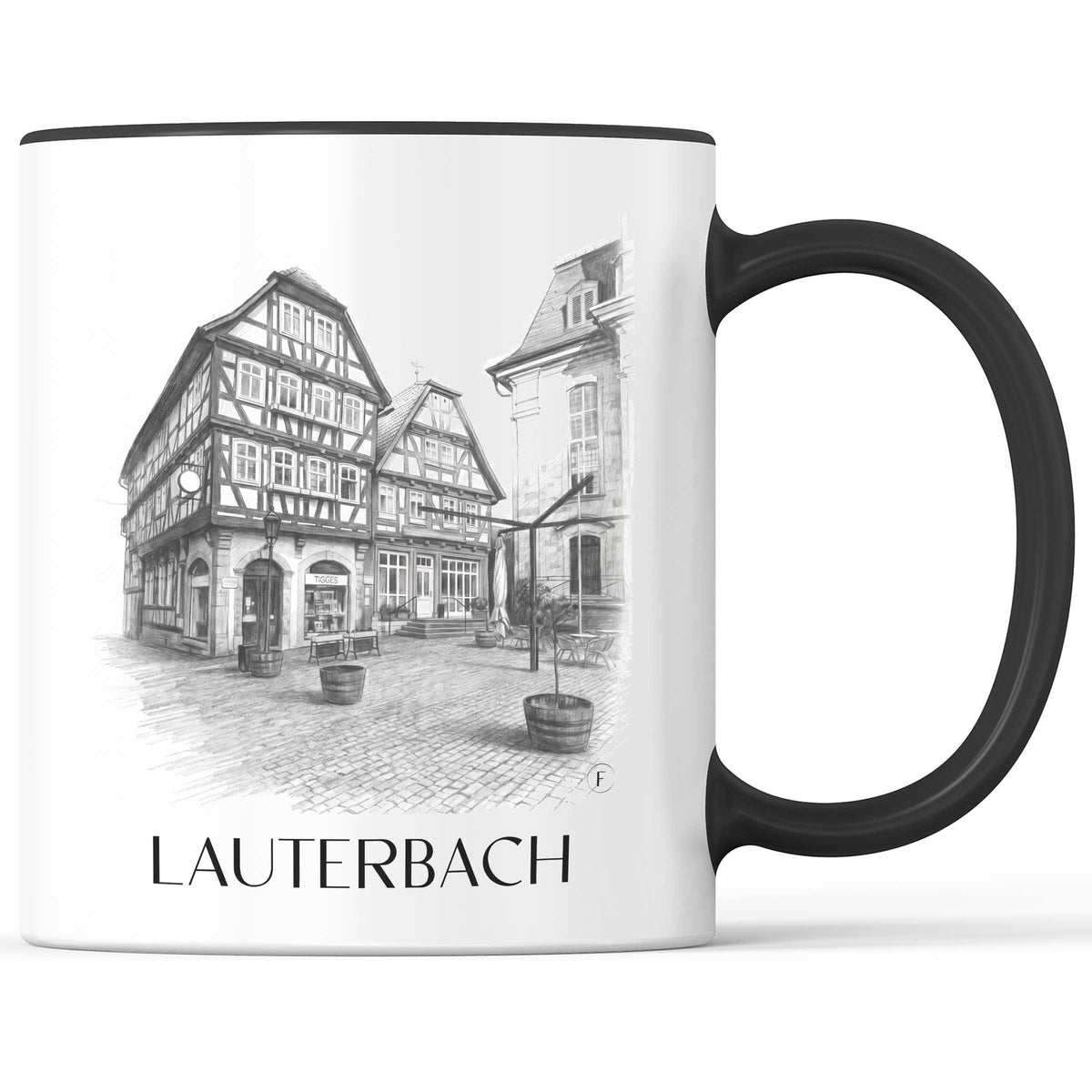 Lauterbach Kaffeebecher - Hessen - Deutschland Becher - Kaffeetasse im Zeichnung Stil
