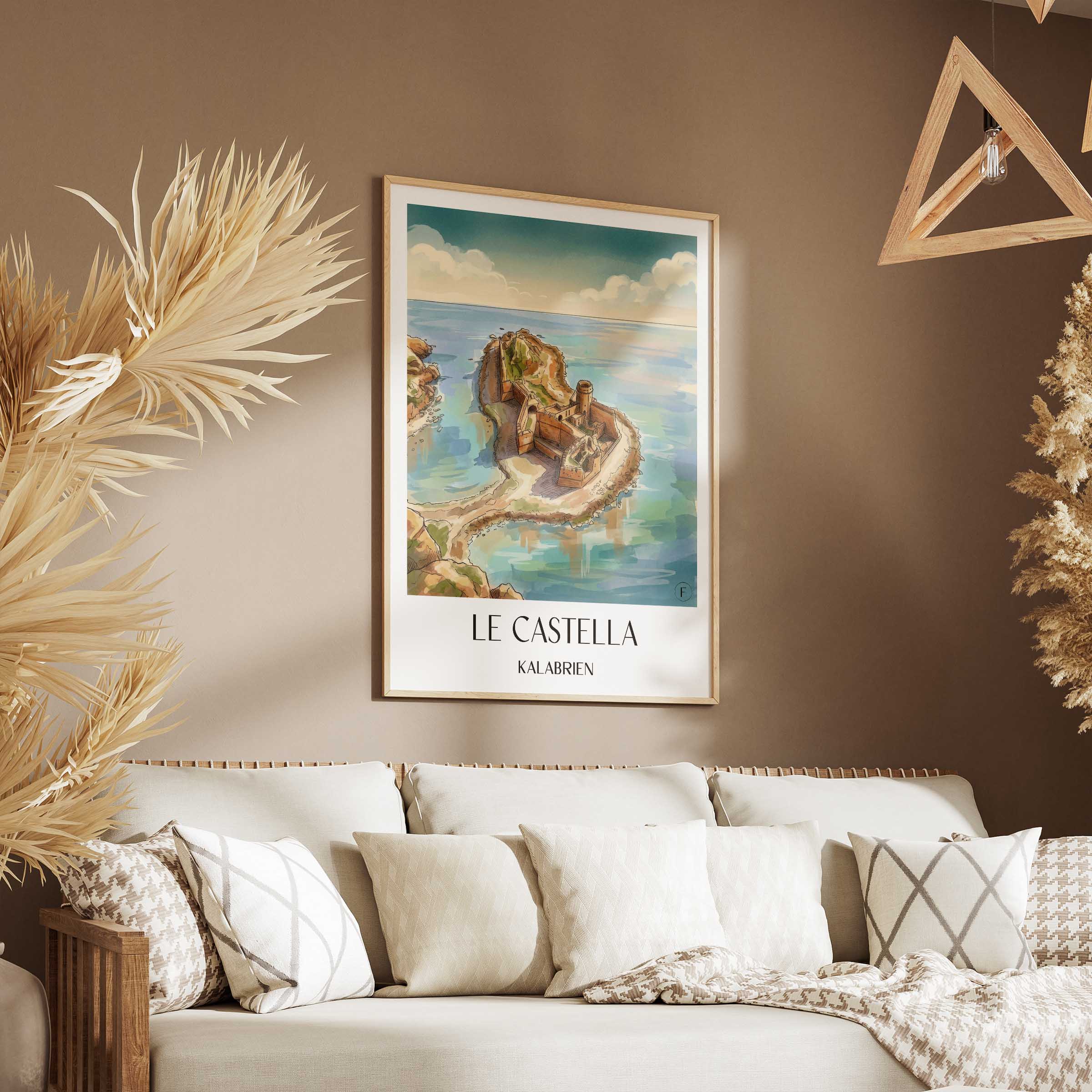 le-castella-kalabrien-italien-poster-aquarell