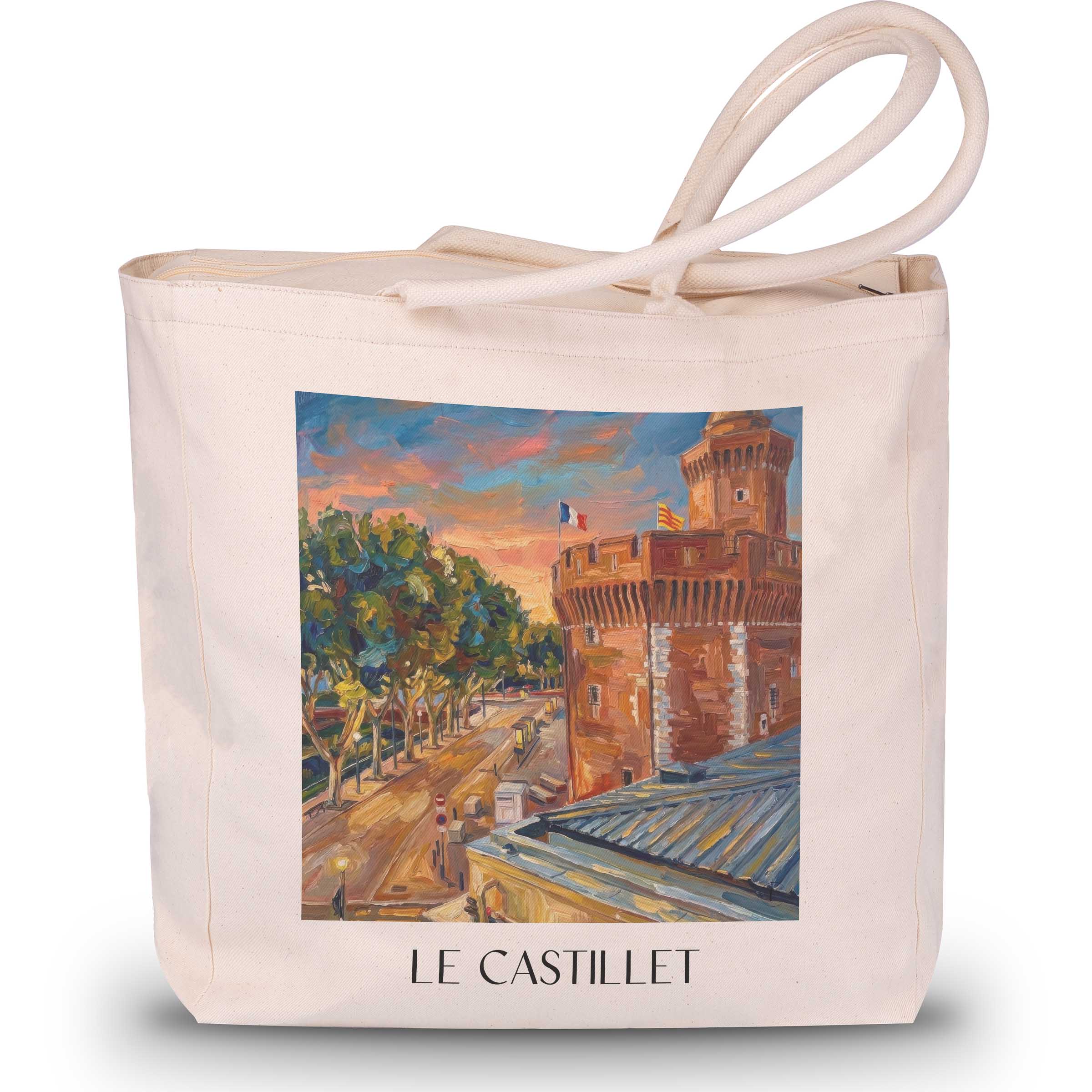 le-castillet-perpignan-frankreich-einkaufstasche-oil-painting-oelgemaelde
