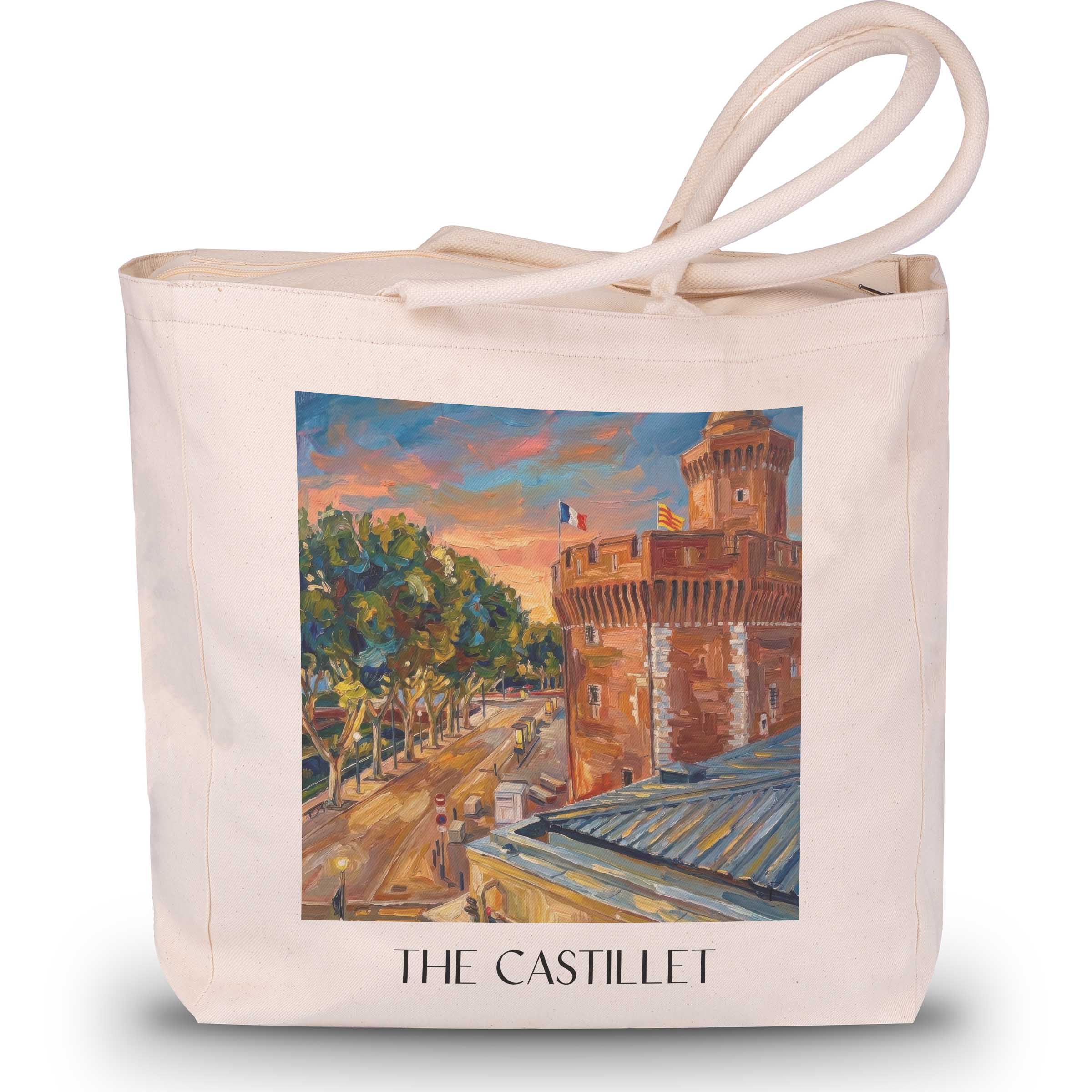 Le Castillet Shopping Tasche - Perpignan - Frankreich Tote Bag - Einkaufstasche im Ölgemälde Stil - favplace