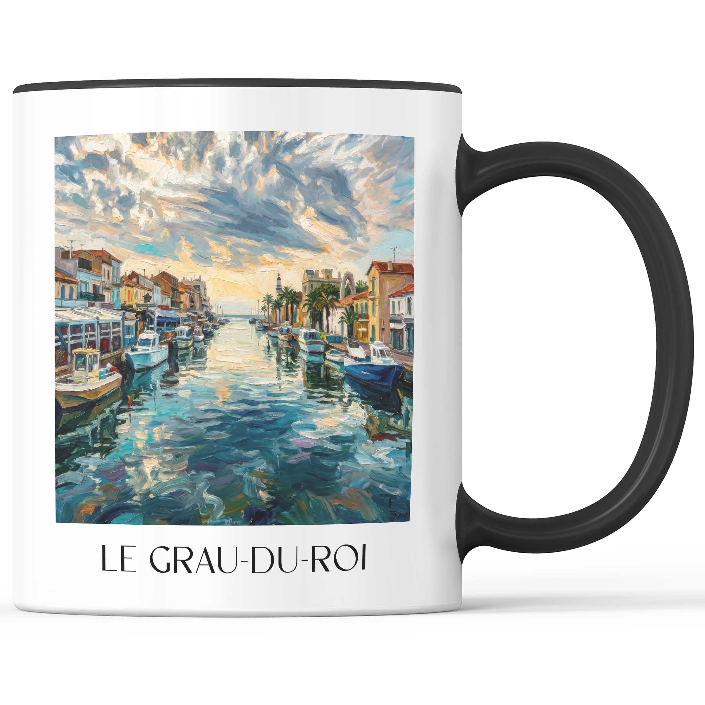 Le Grau-du-Roi Kaffeebecher - Camargue Gardoise - Frankreich Becher - Kaffeetasse im Ölgemälde Stil - favplace