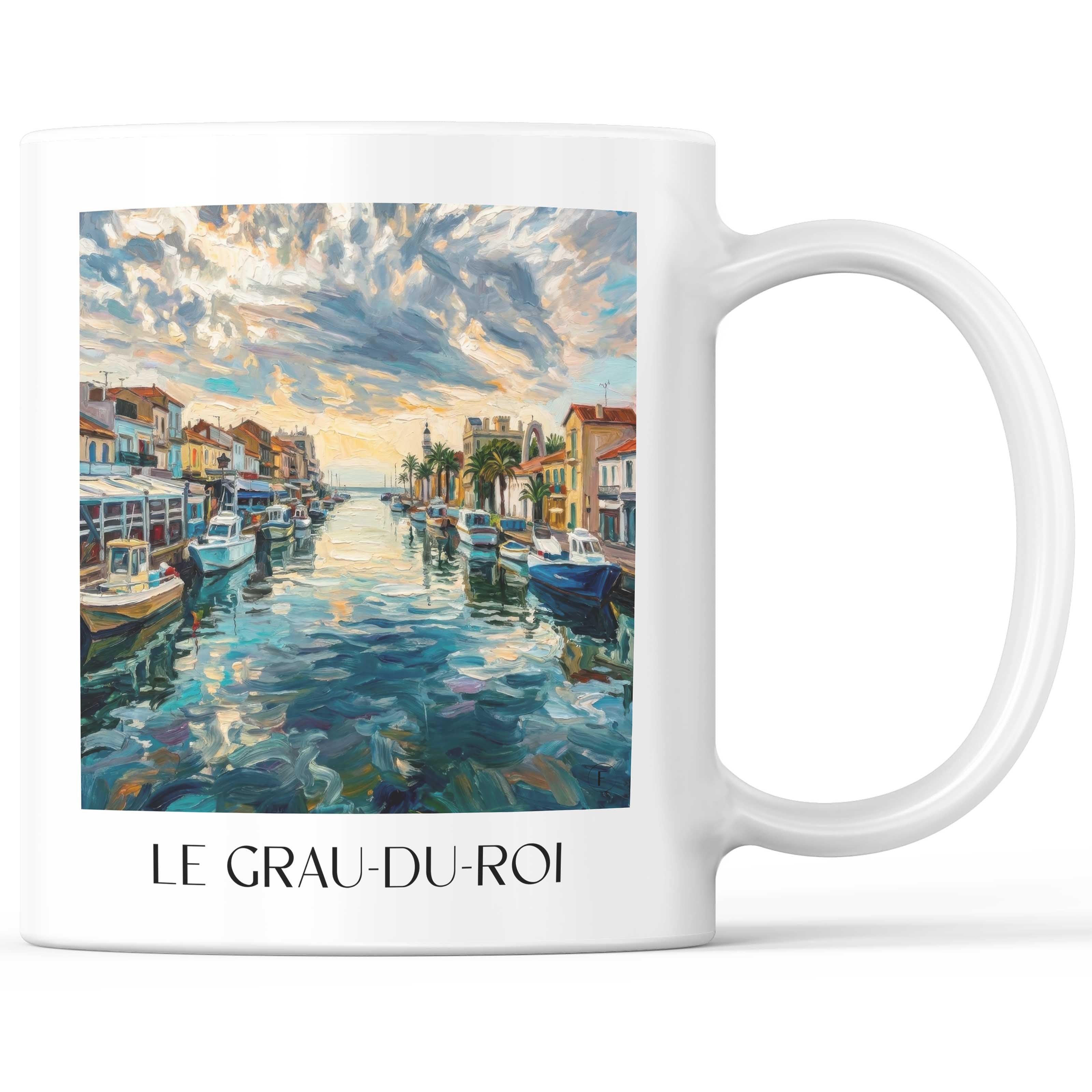 Le Grau-du-Roi Kaffeebecher - Camargue Gardoise - Frankreich Becher - Kaffeetasse im Ölgemälde Stil - favplace