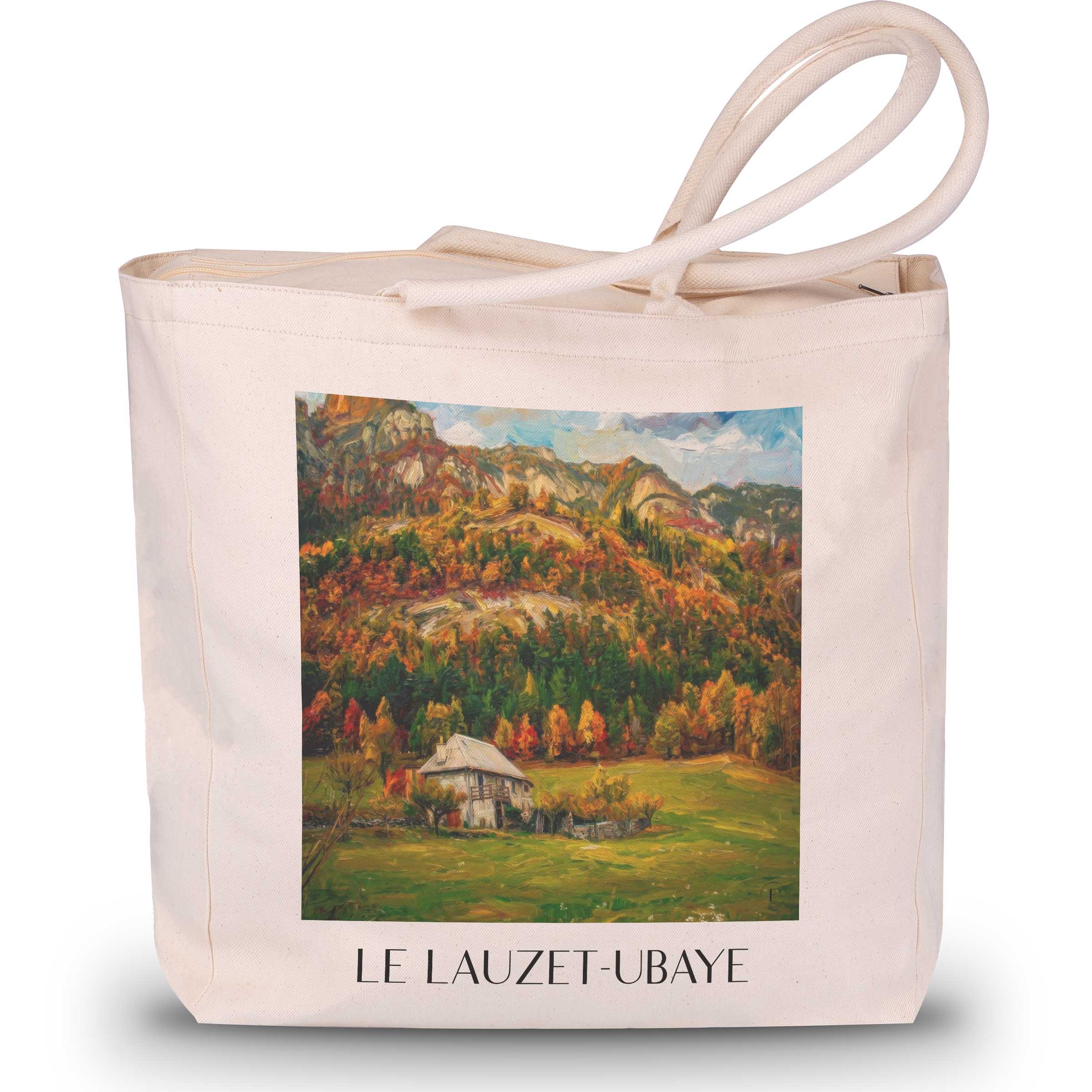 le-lauzet-ubaye-provence-frankreich-einkaufstasche-oil-painting-oelgemaelde